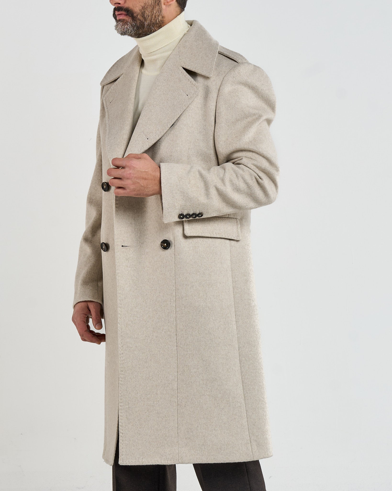 Cappotto Military Doppiopetto con Rever a Lancia Pietra