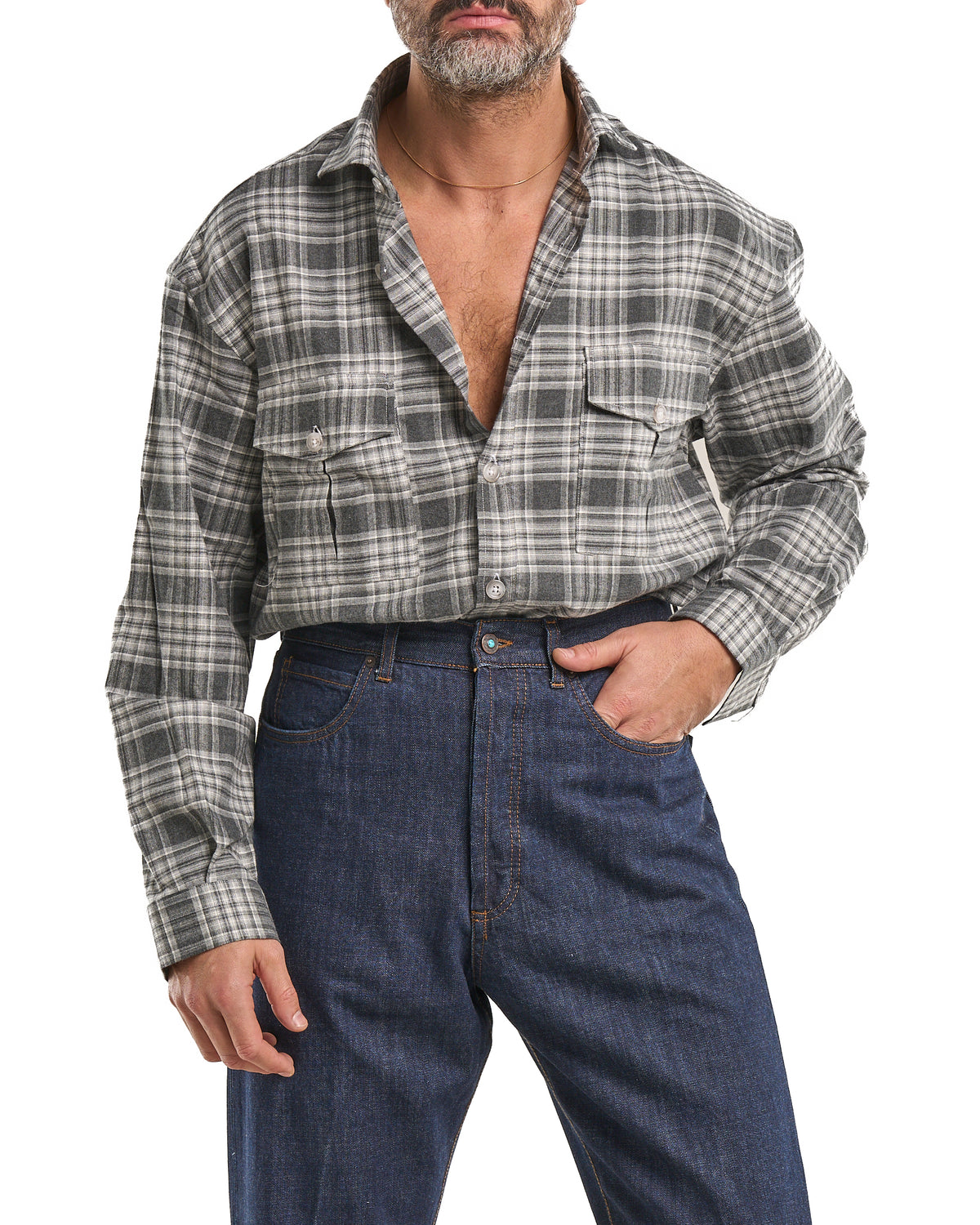 Camisa de franela de algodón a cuadros nigro