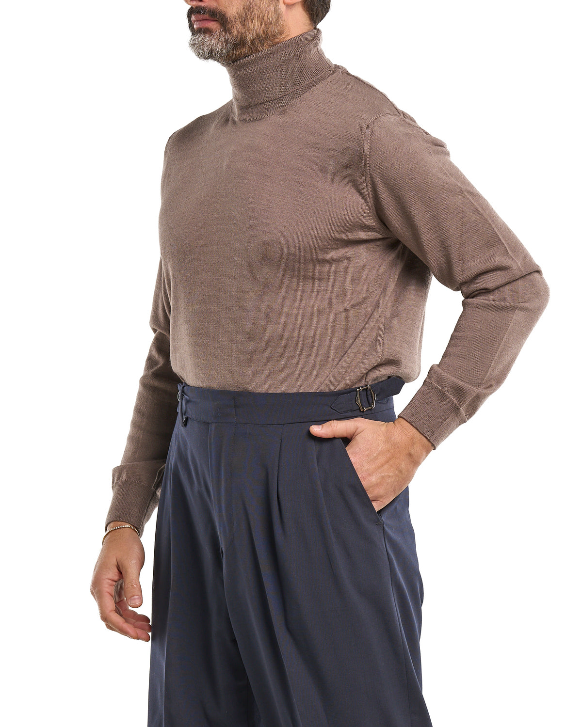 100% Merino Wool Beige Turtleneck