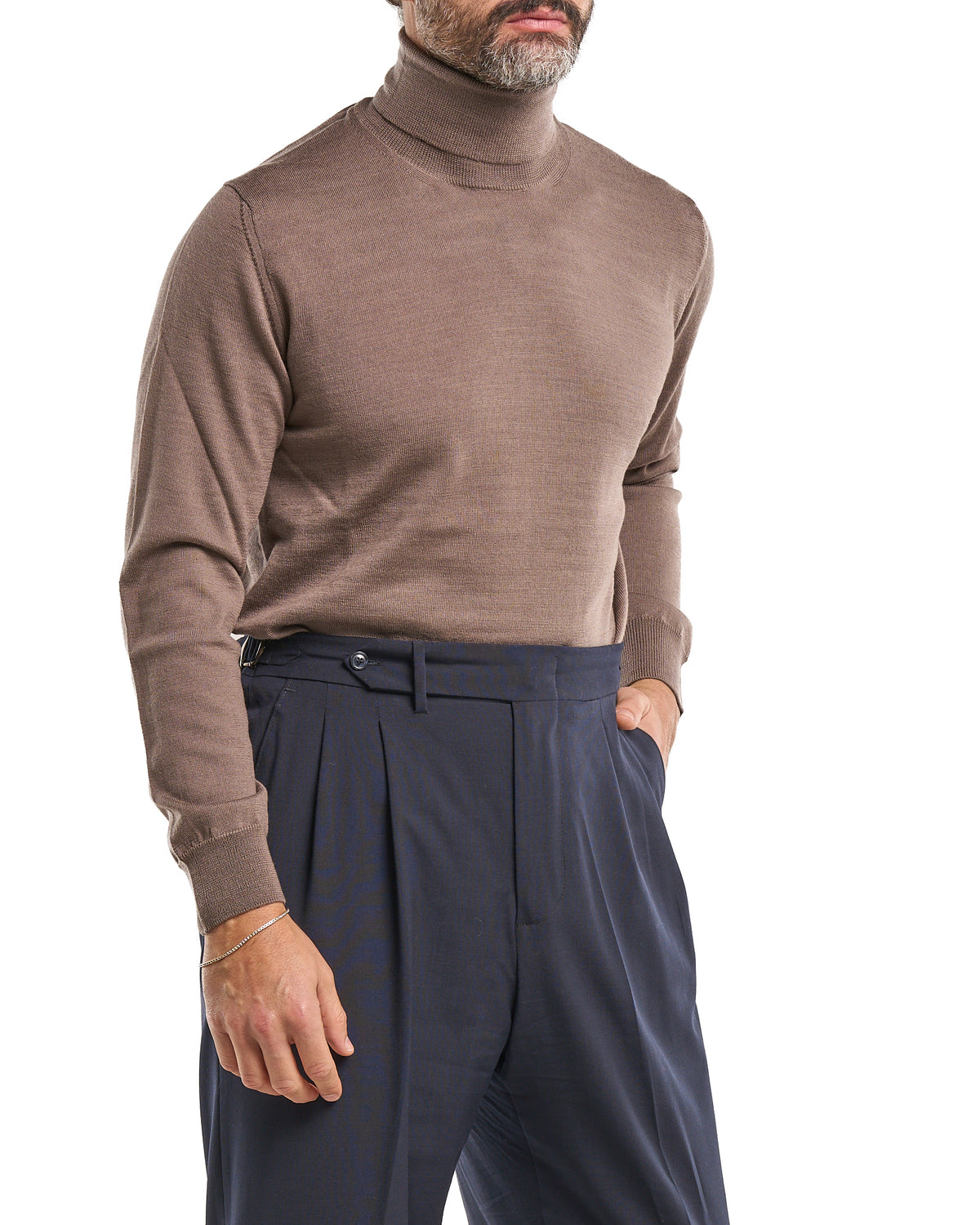 100% Merino Wool Beige Turtleneck