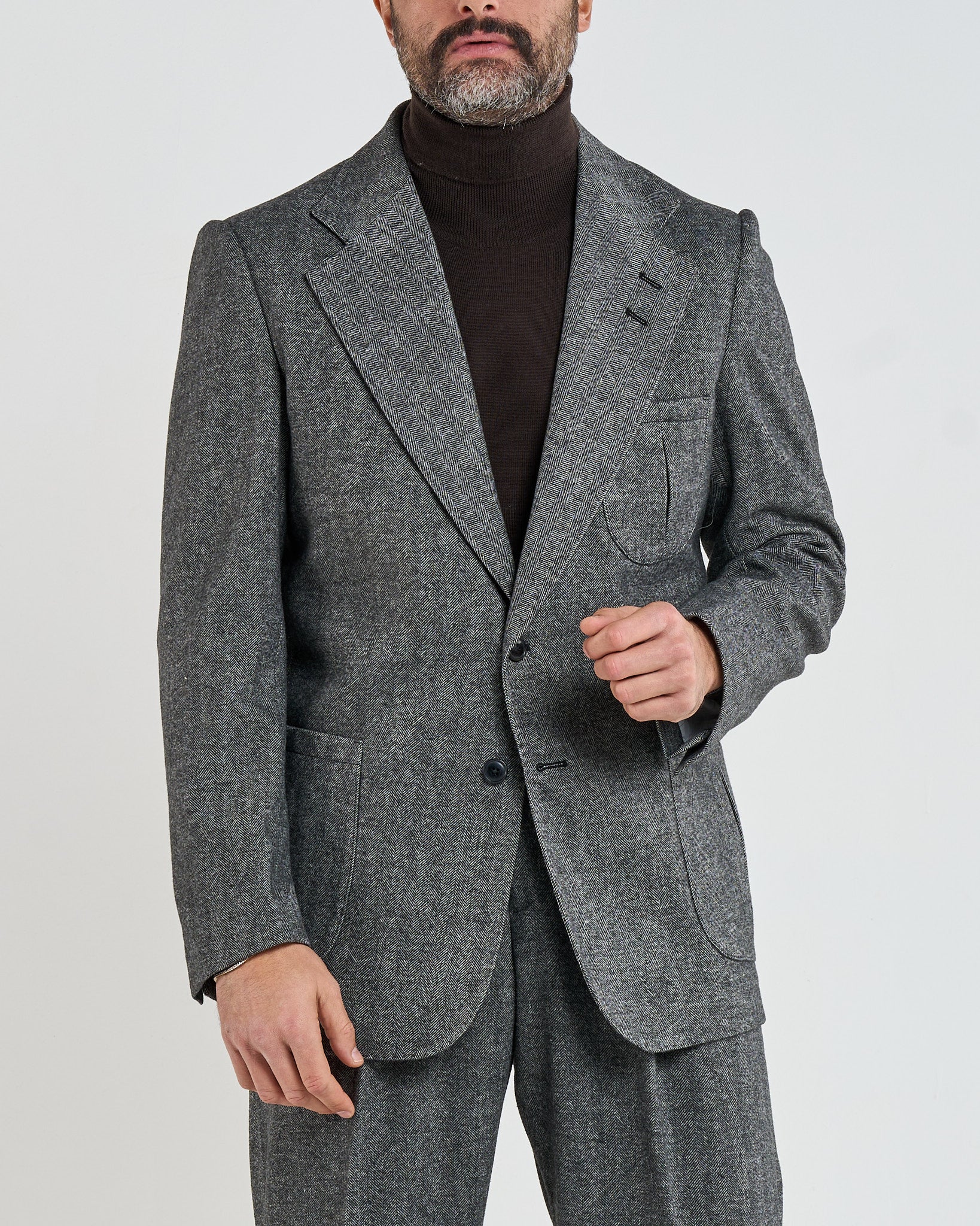 Giacca da Caccia Monopetto Spigato Grigio Madonna Di Campiglio