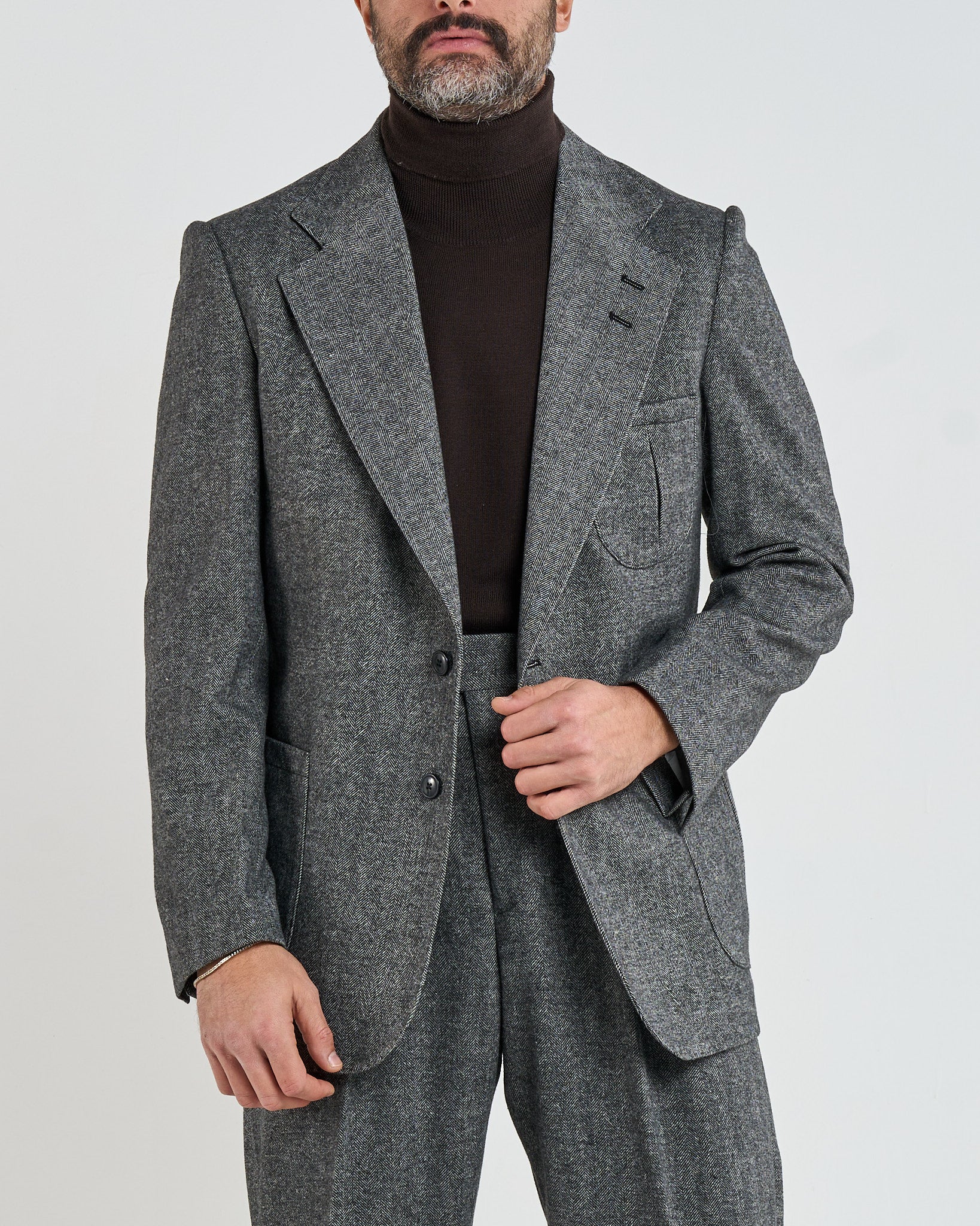 Giacca da Caccia Monopetto Spigato Grigio Madonna Di Campiglio