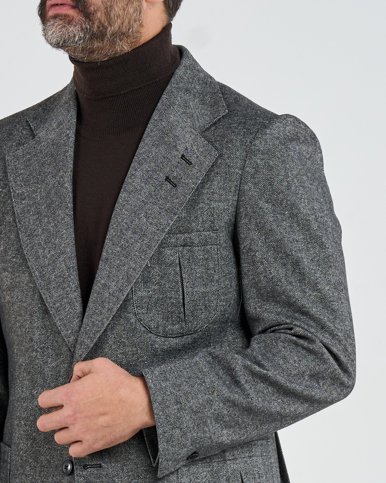 Giacca da Caccia Monopetto Spigato Grigio Madonna Di Campiglio