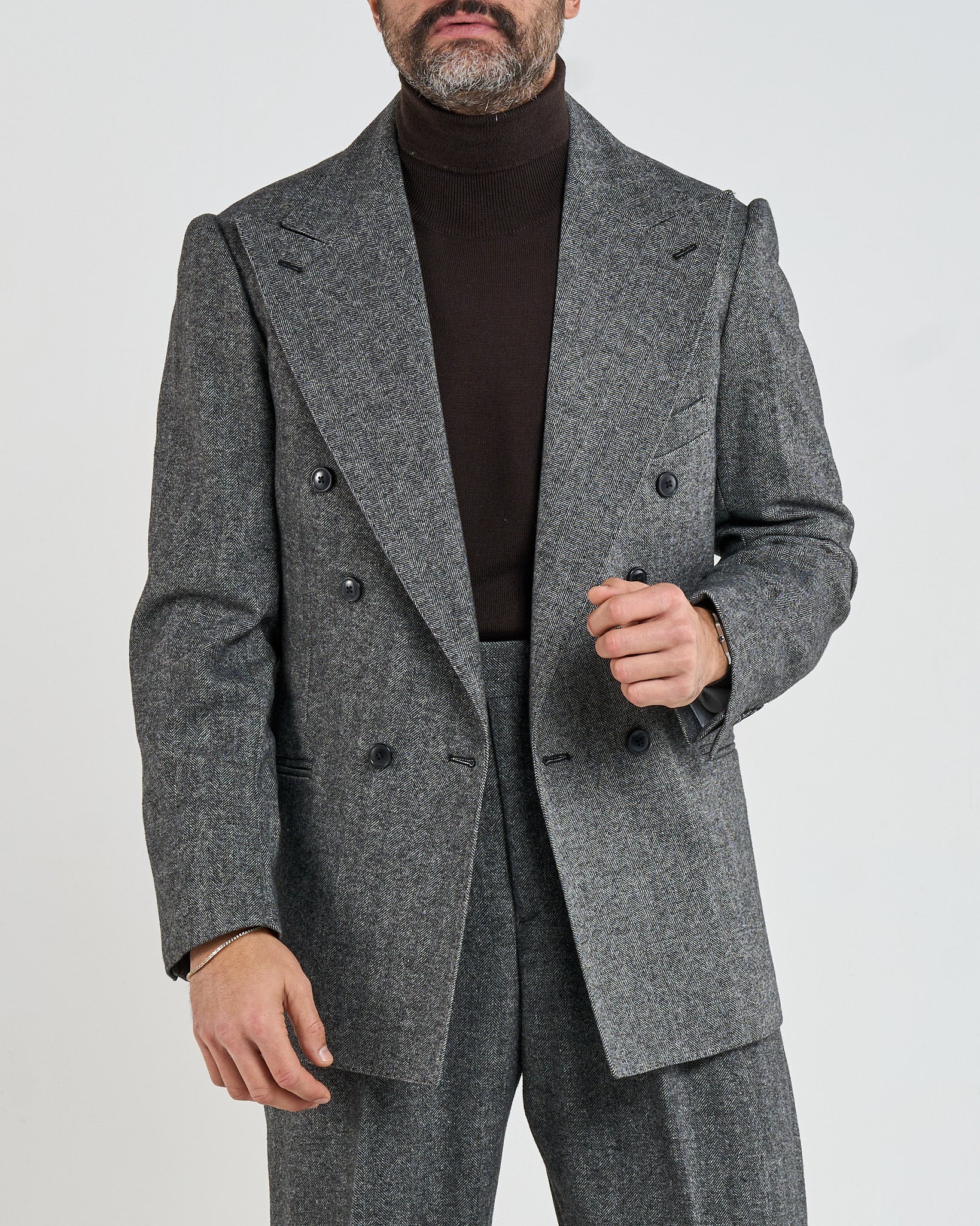 Giacca Jocket in Flanella Spigato Grigio Madonna Di Campiglio