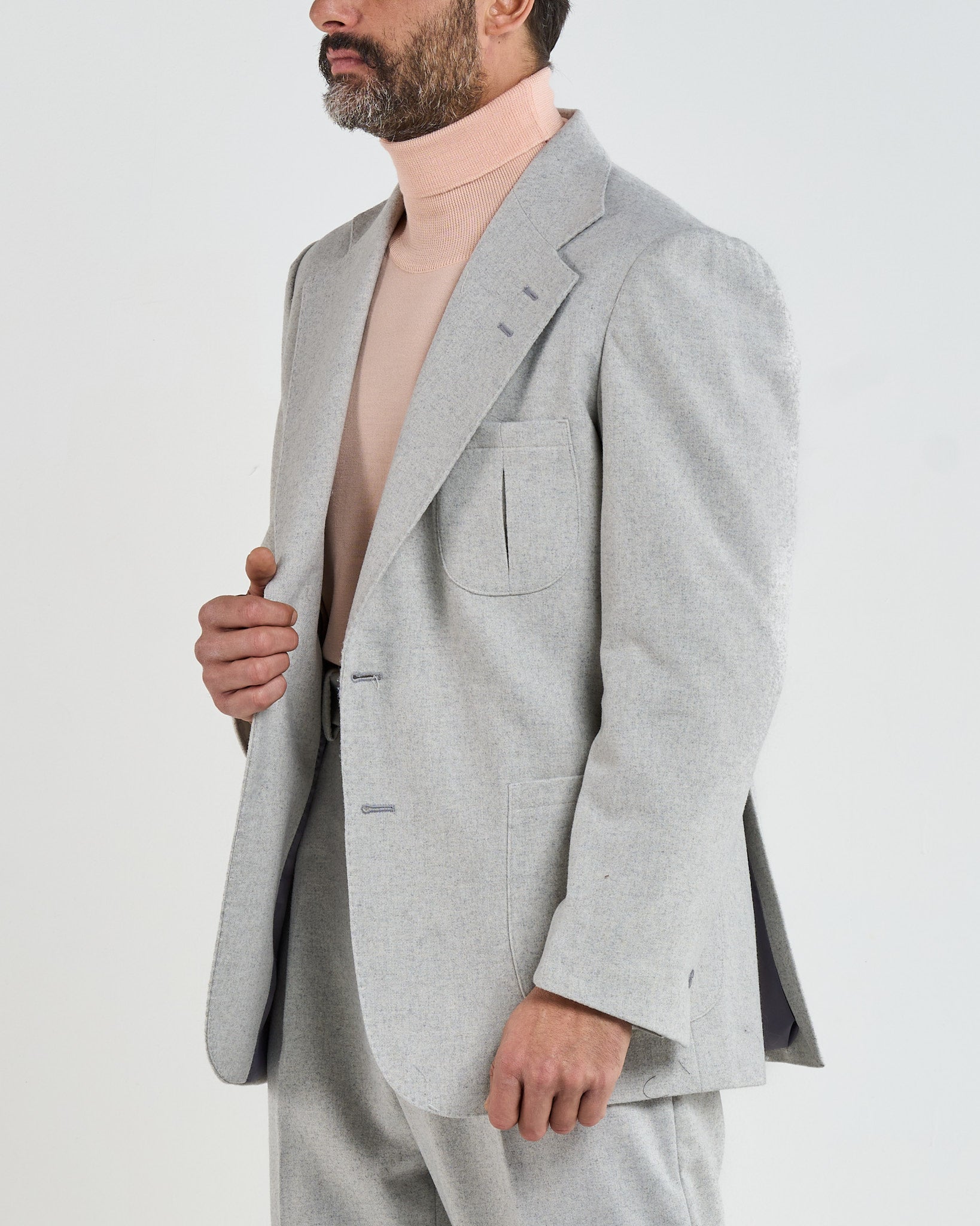 Giacca da Caccia Monopetto Flanella Grigio Chamonix