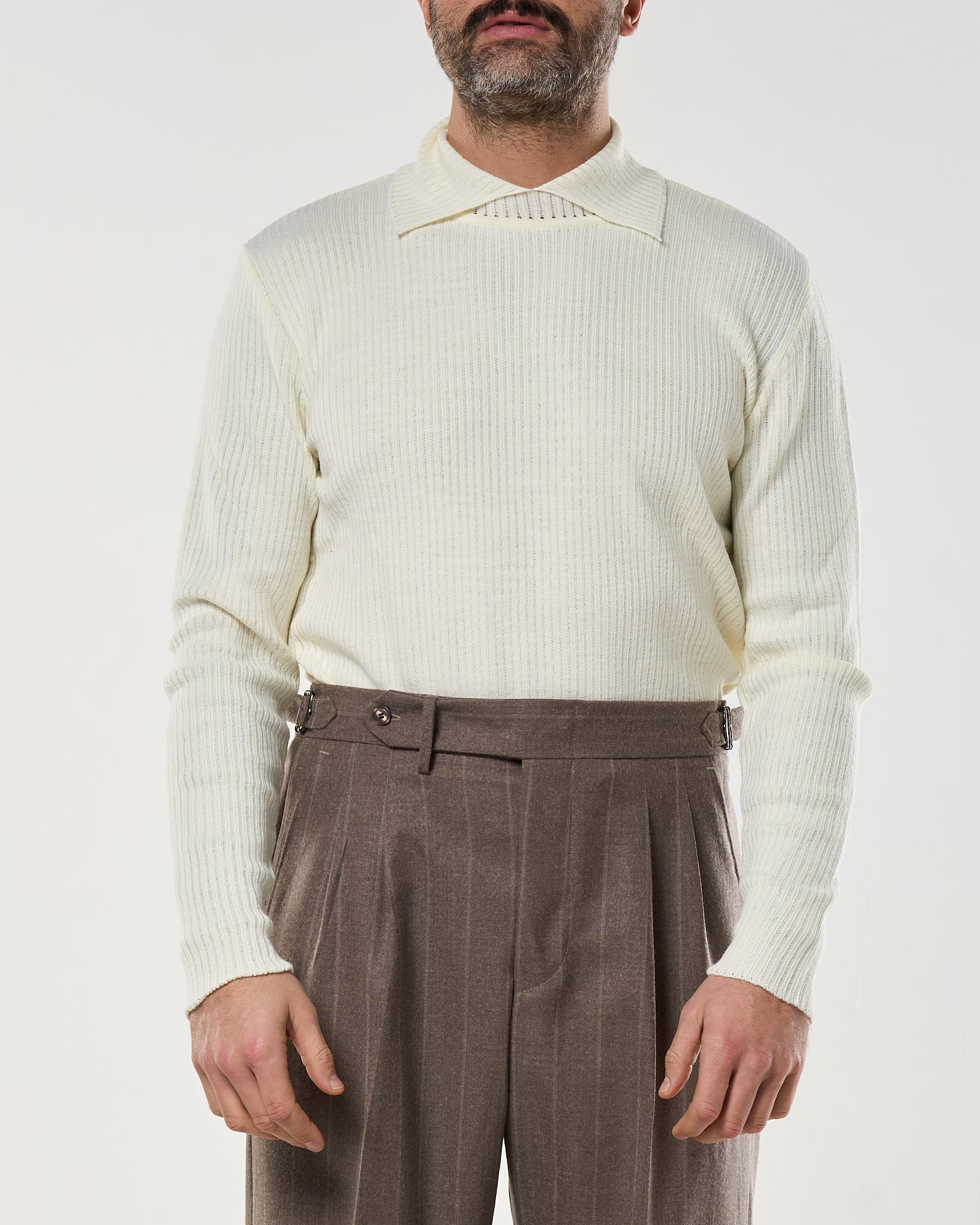 Maglia Collar Twist Panna