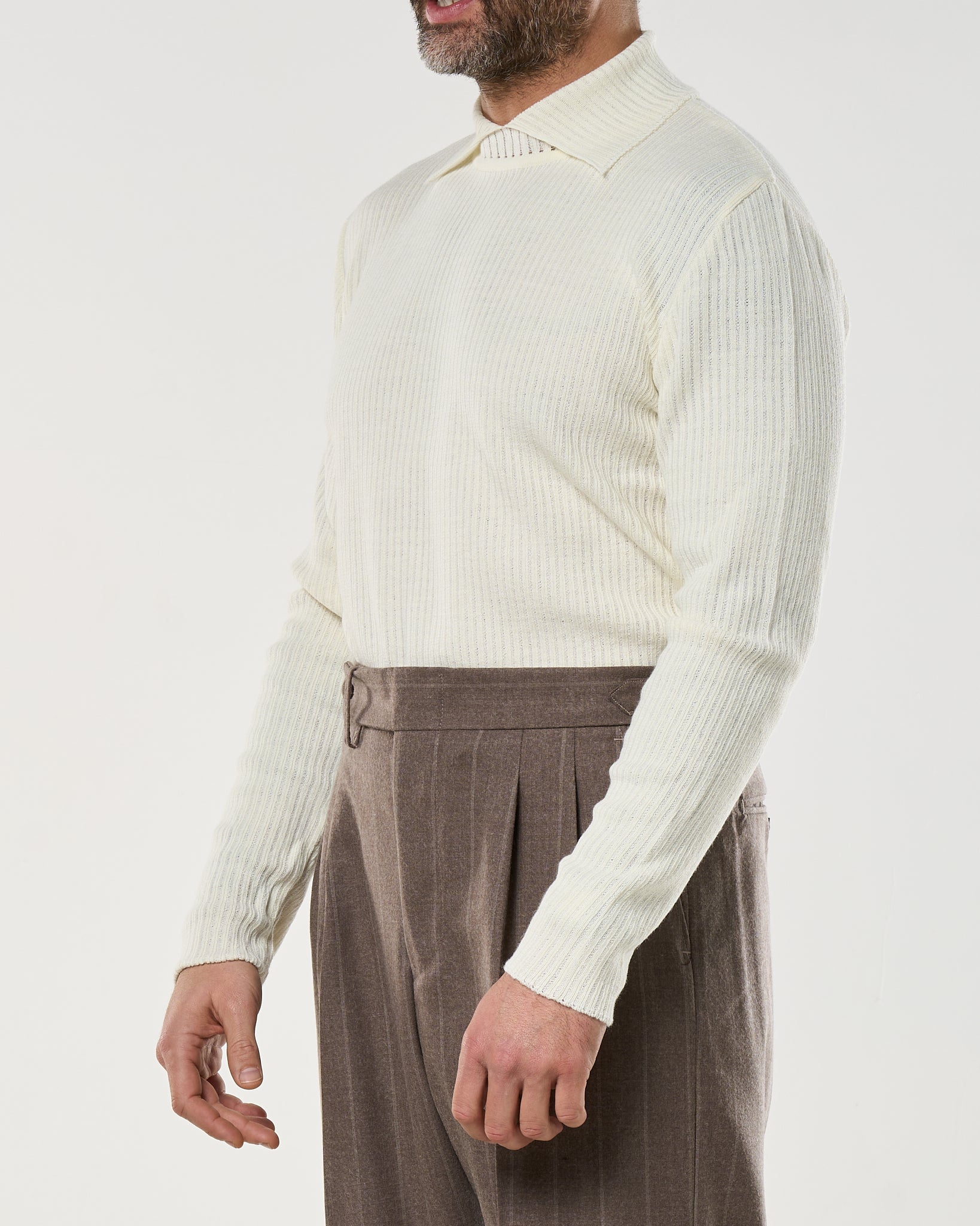 Maglia Collar Twist Panna