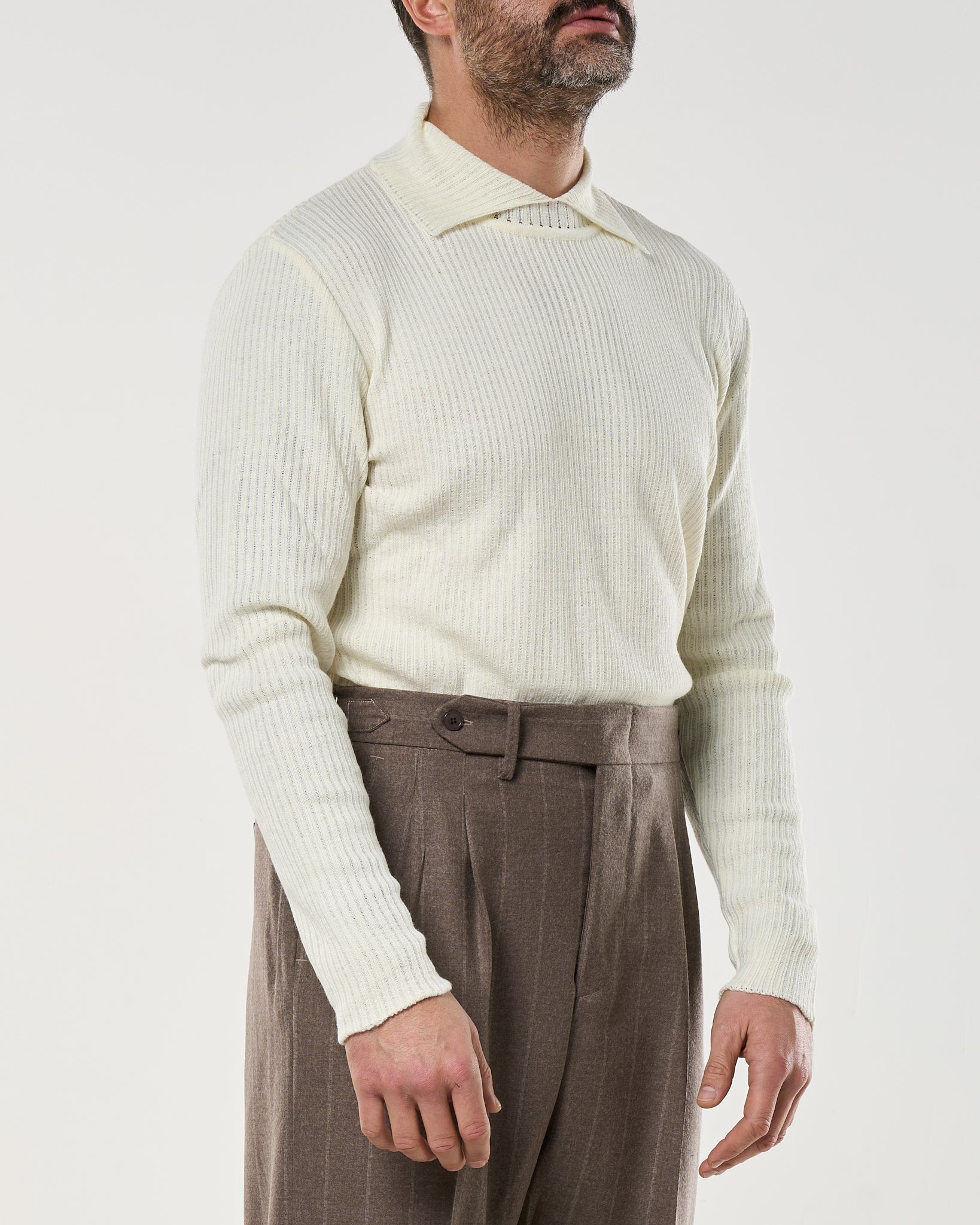 Maglia Collar Twist Panna