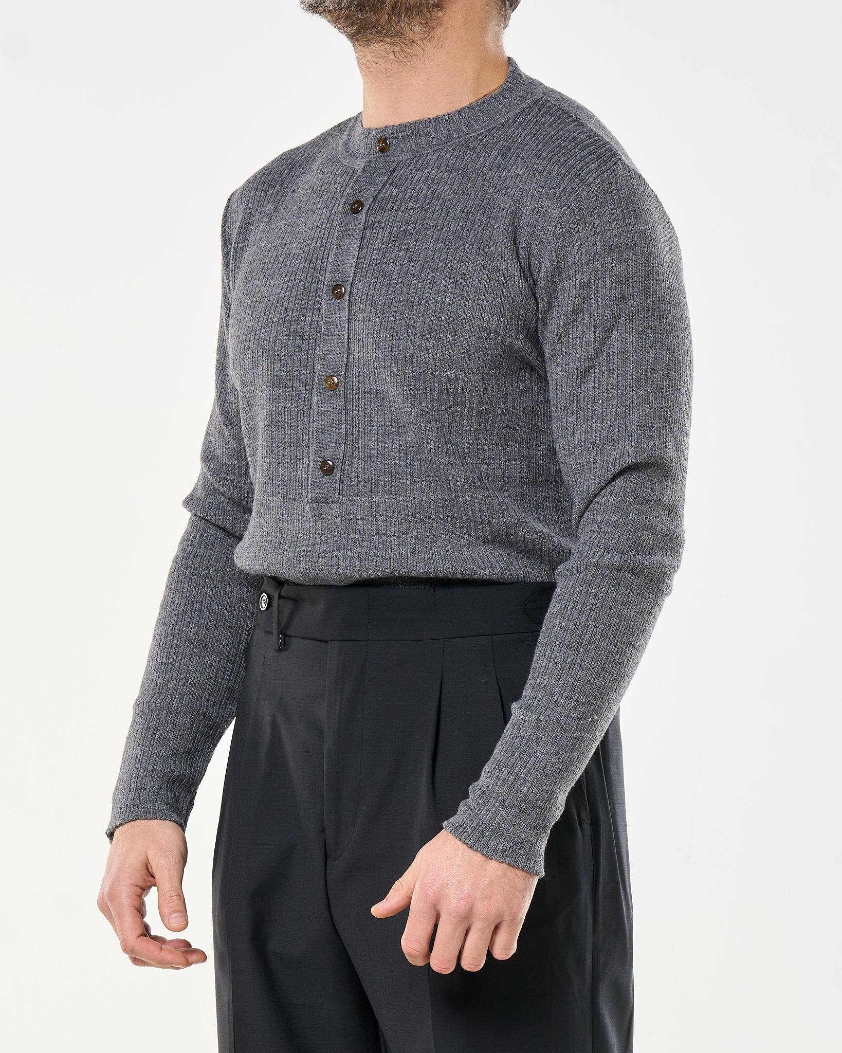 Maglia Henley Knit Grigio