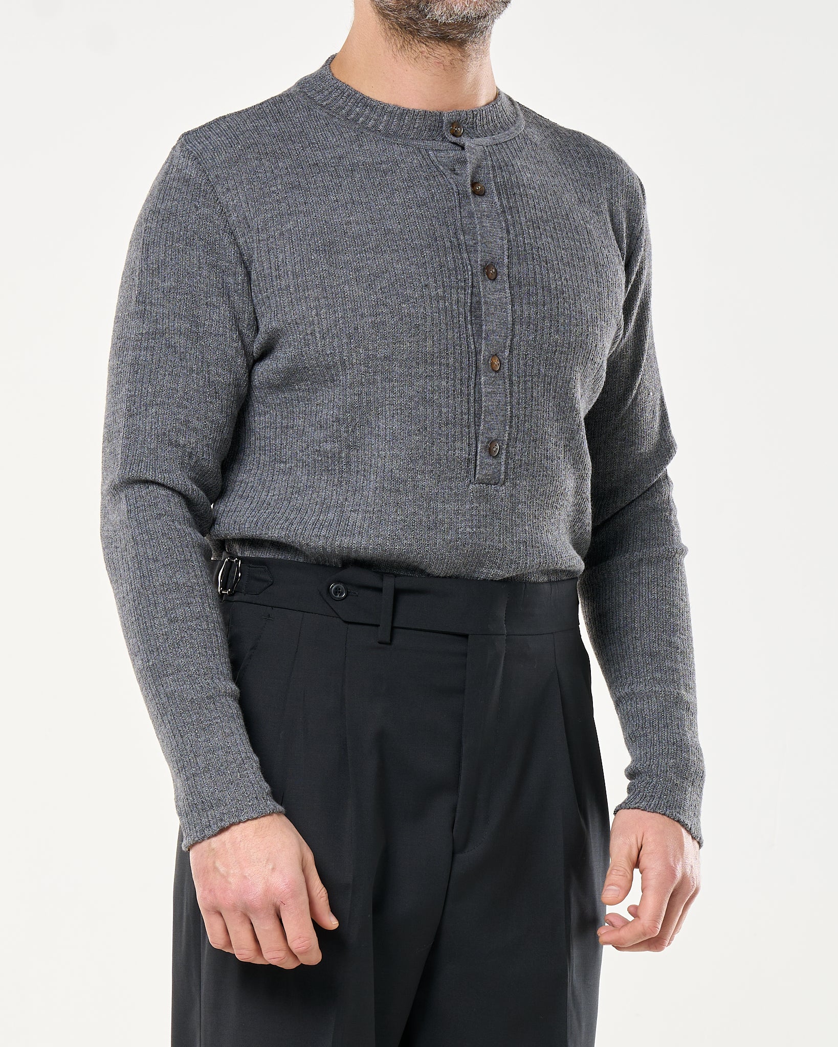 Maglia Henley Knit Grigio