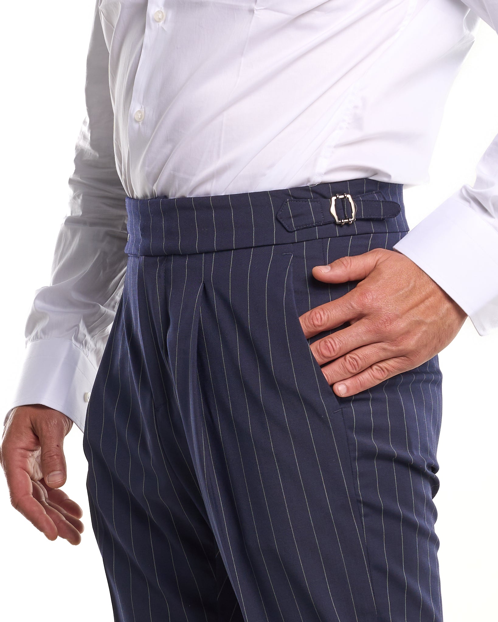 Pantalón Riva con escote redondo y rayas azules y verdes