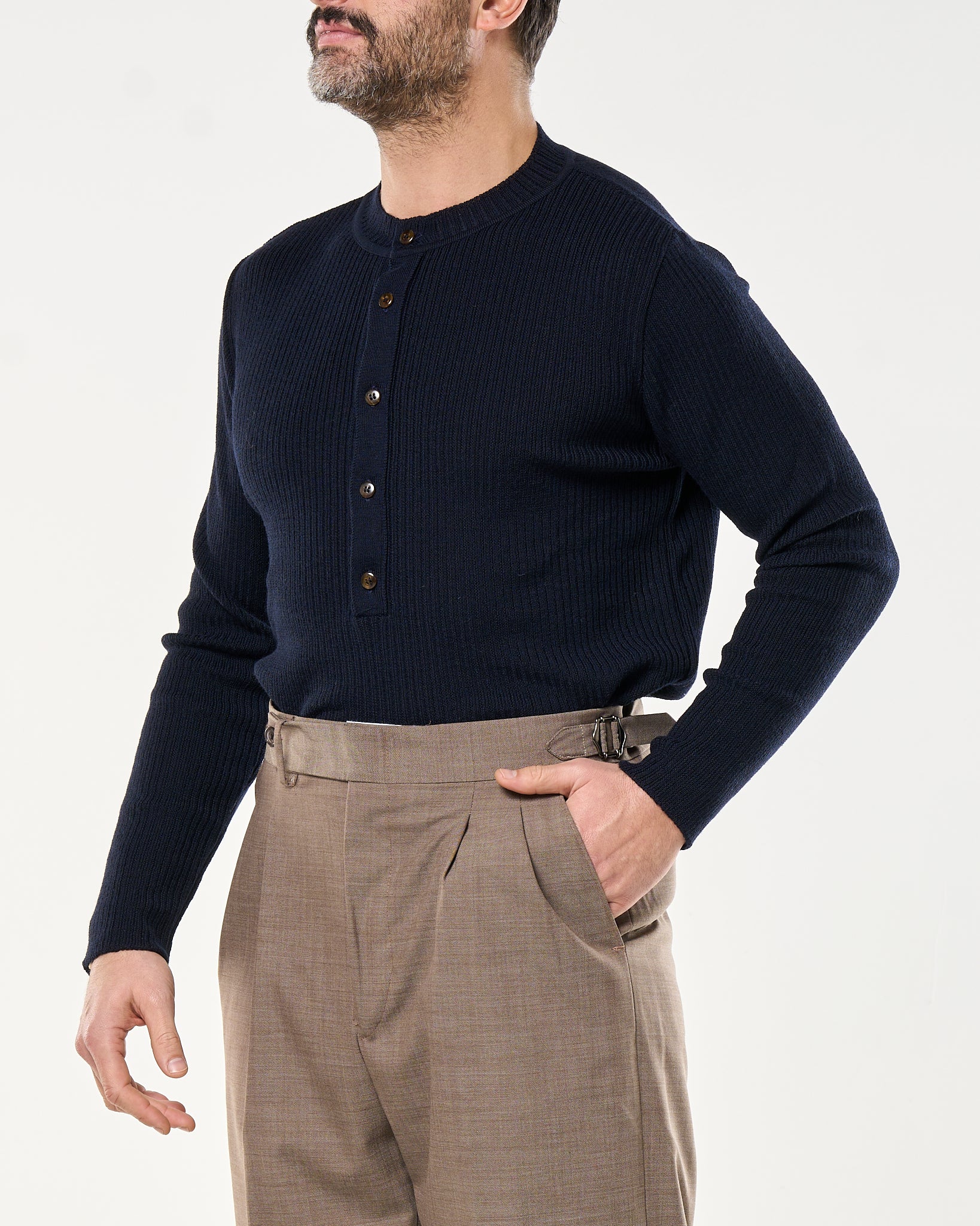 Maglia Henley Knit Blu