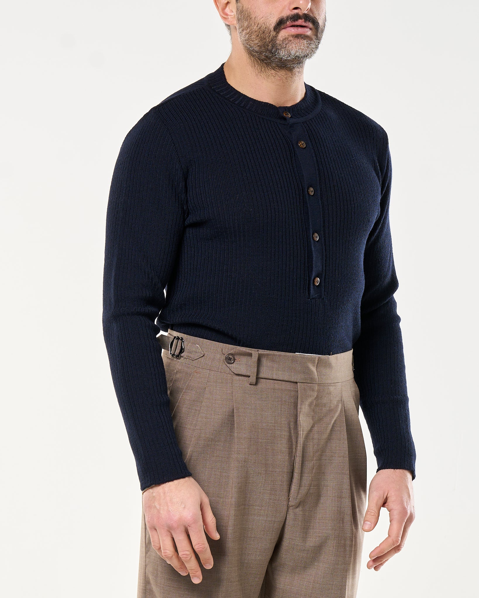 Maglia Henley Knit Blu