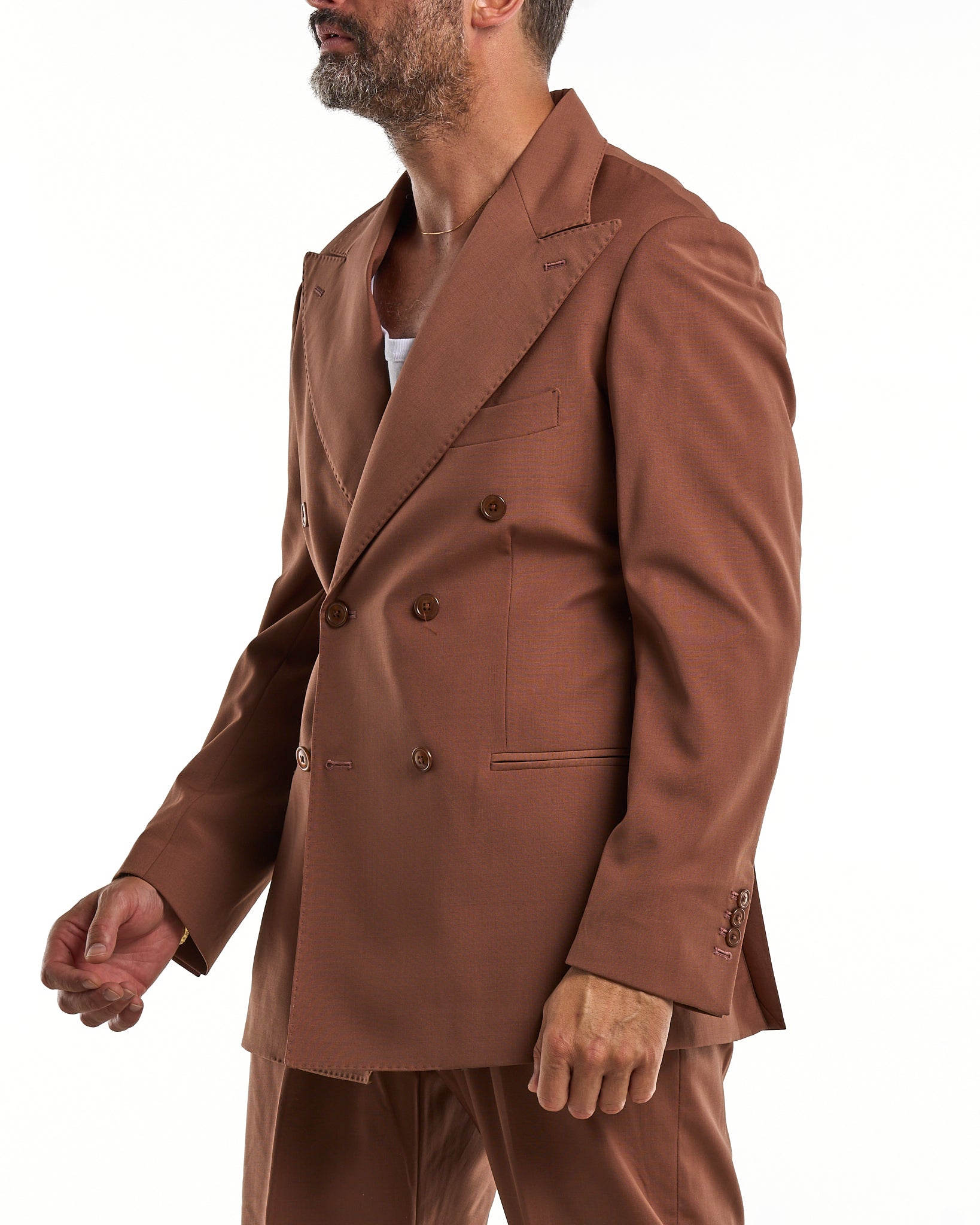 Double-breasted jacket with central buttoning and peak lapel in Bordeaux Florence