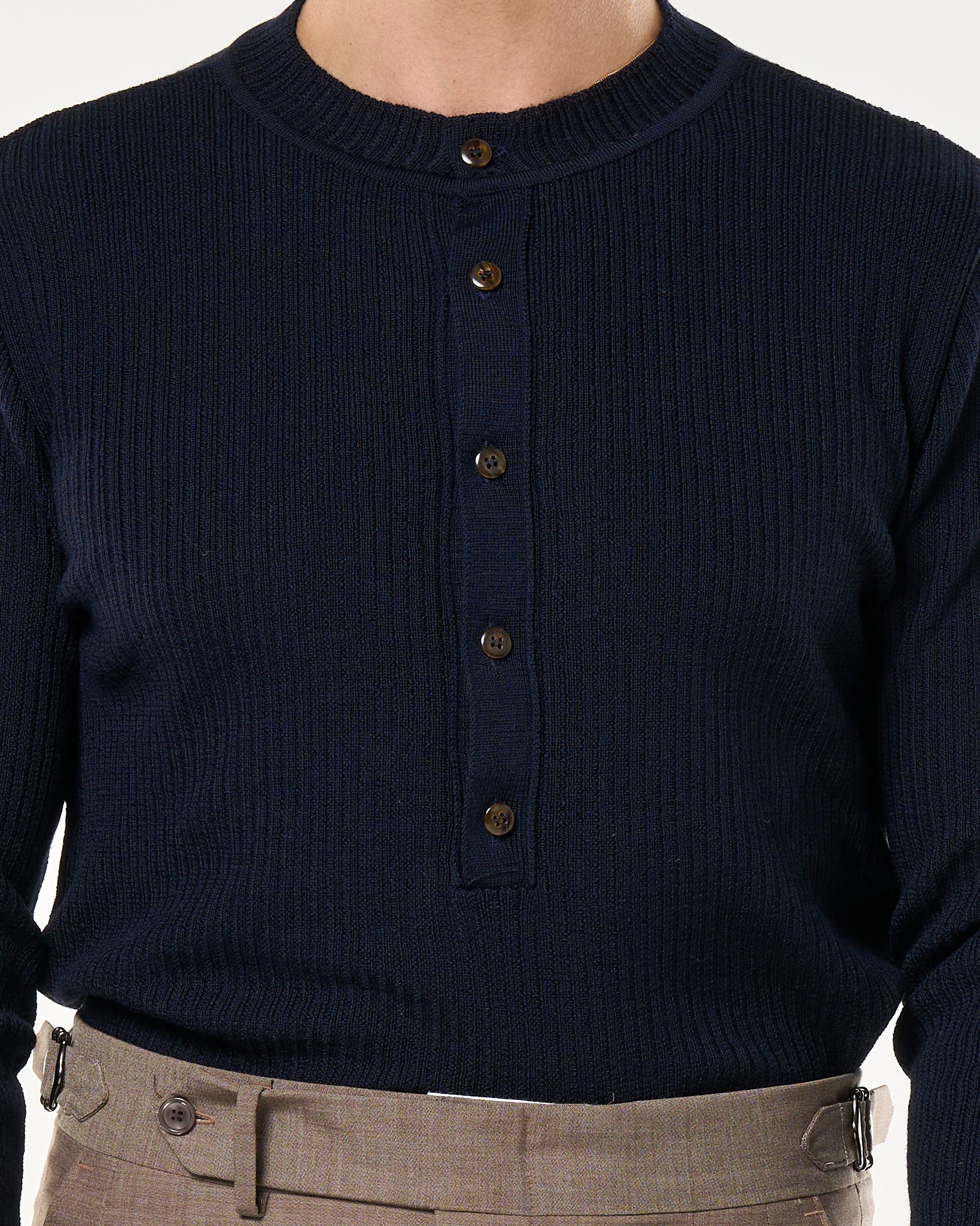 Maglia Henley Knit Blu