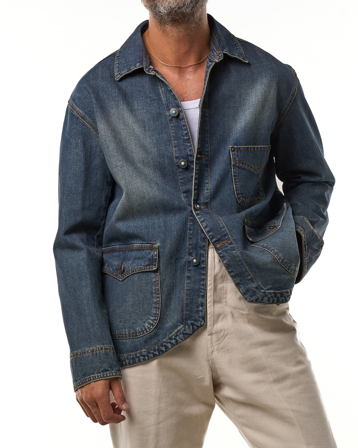 Giubbino di Jeans Oversize Lavaggio Sabbiato