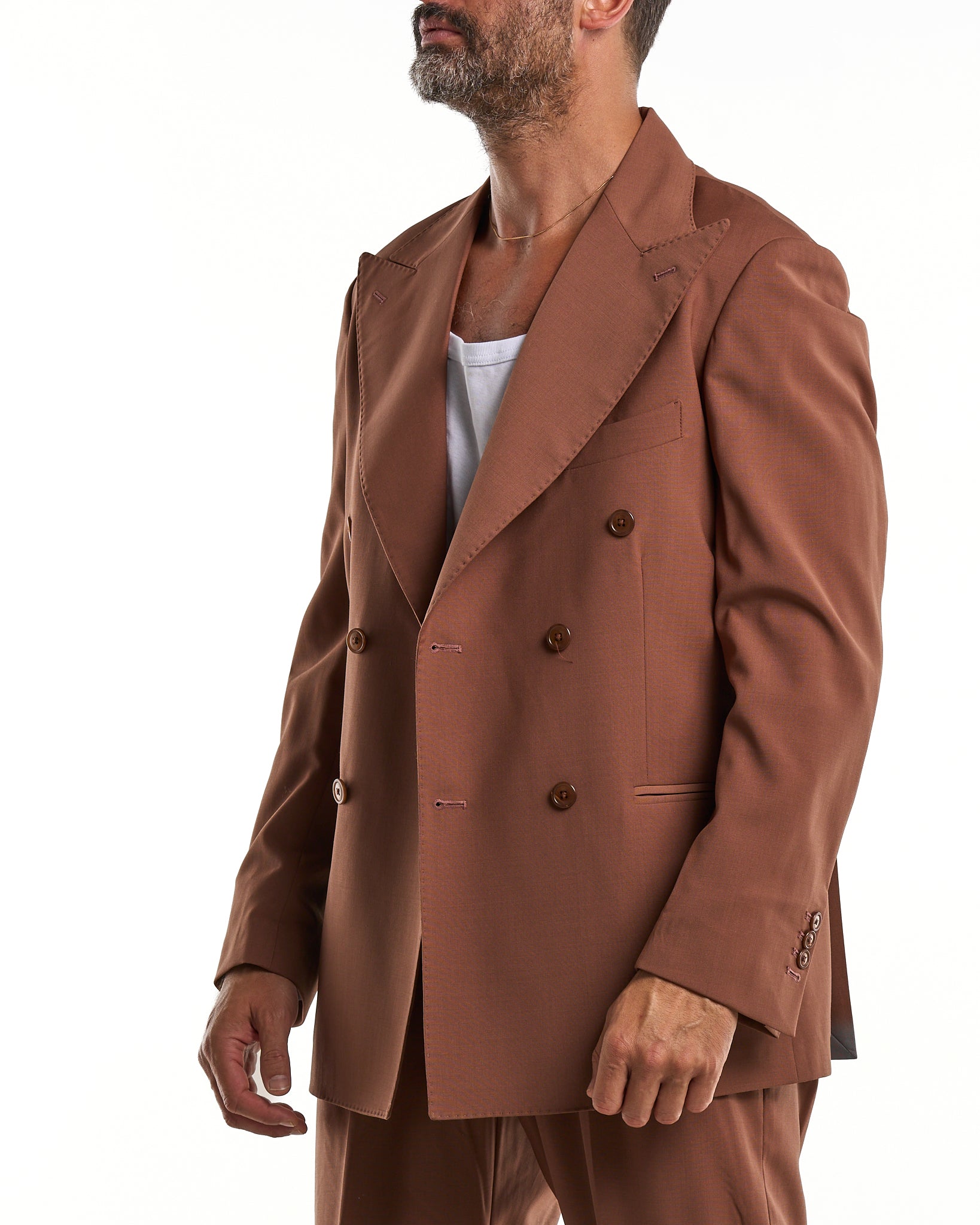 Double-breasted jacket with central buttoning and peak lapel in Bordeaux Florence