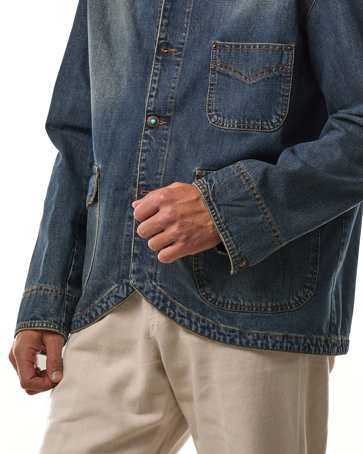 Giubbino di Jeans Oversize Lavaggio Sabbiato