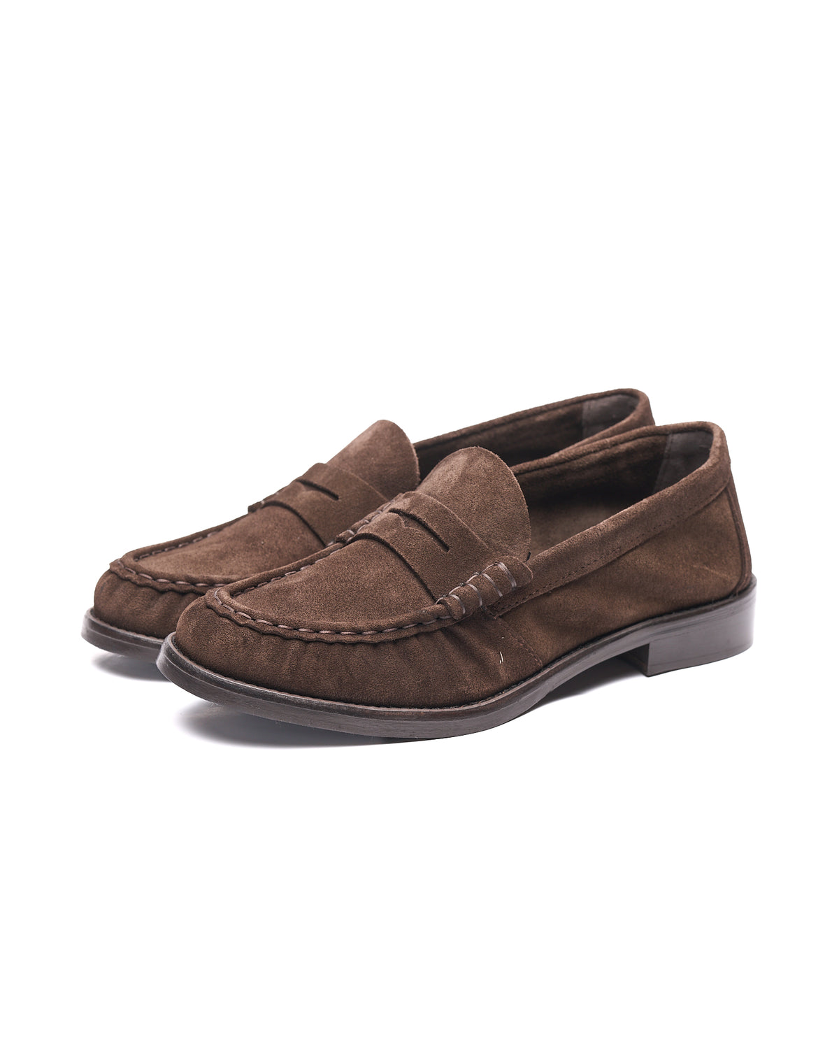 Mocasines de ante marrón oscuro con detalle fruncido