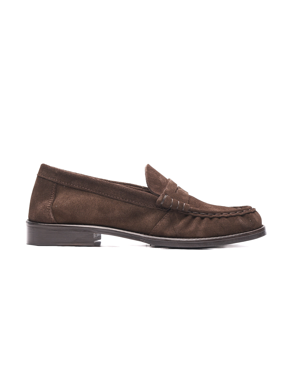 Mocasines de ante marrón oscuro con detalle fruncido