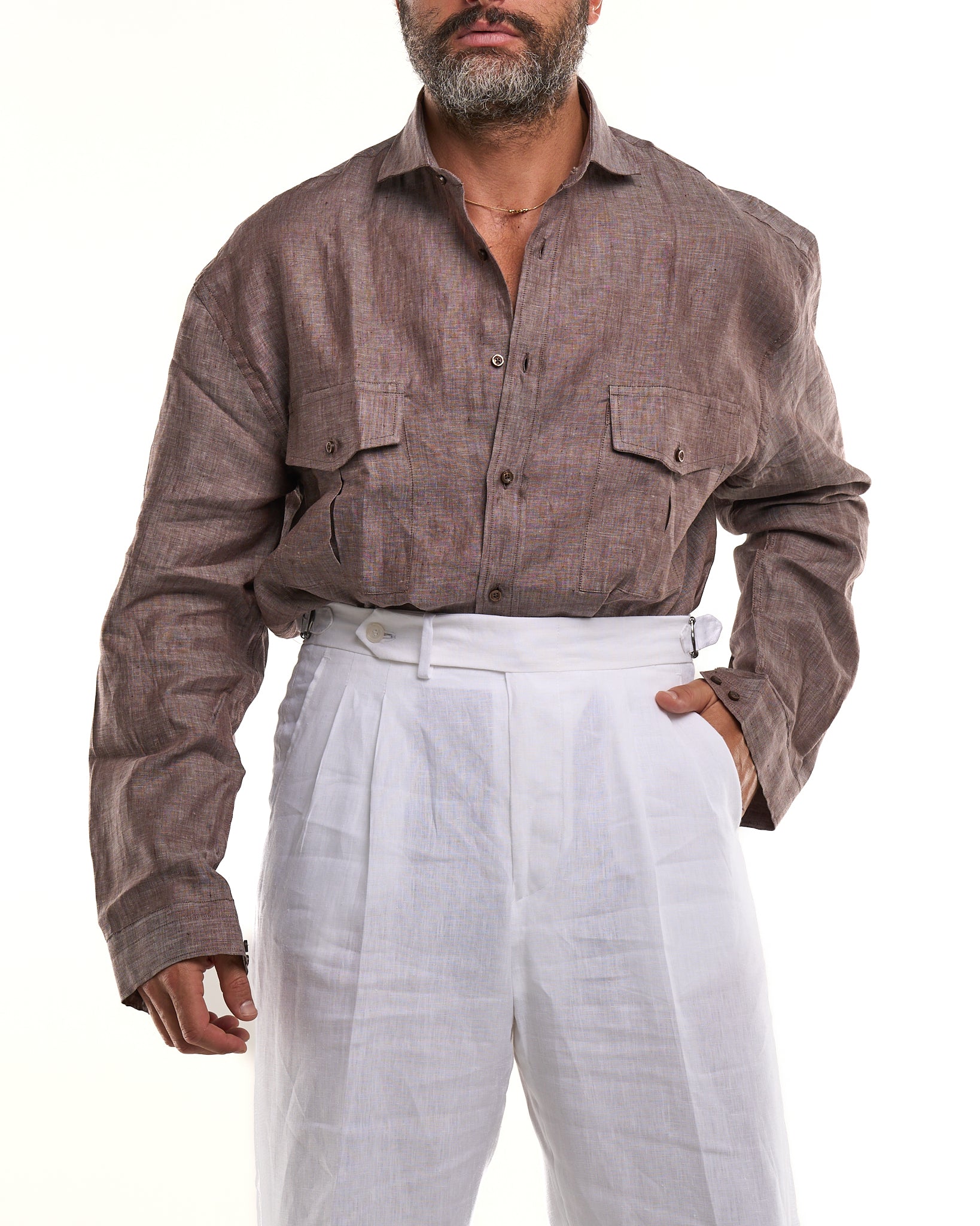 Camicia Texana in Lino Moro