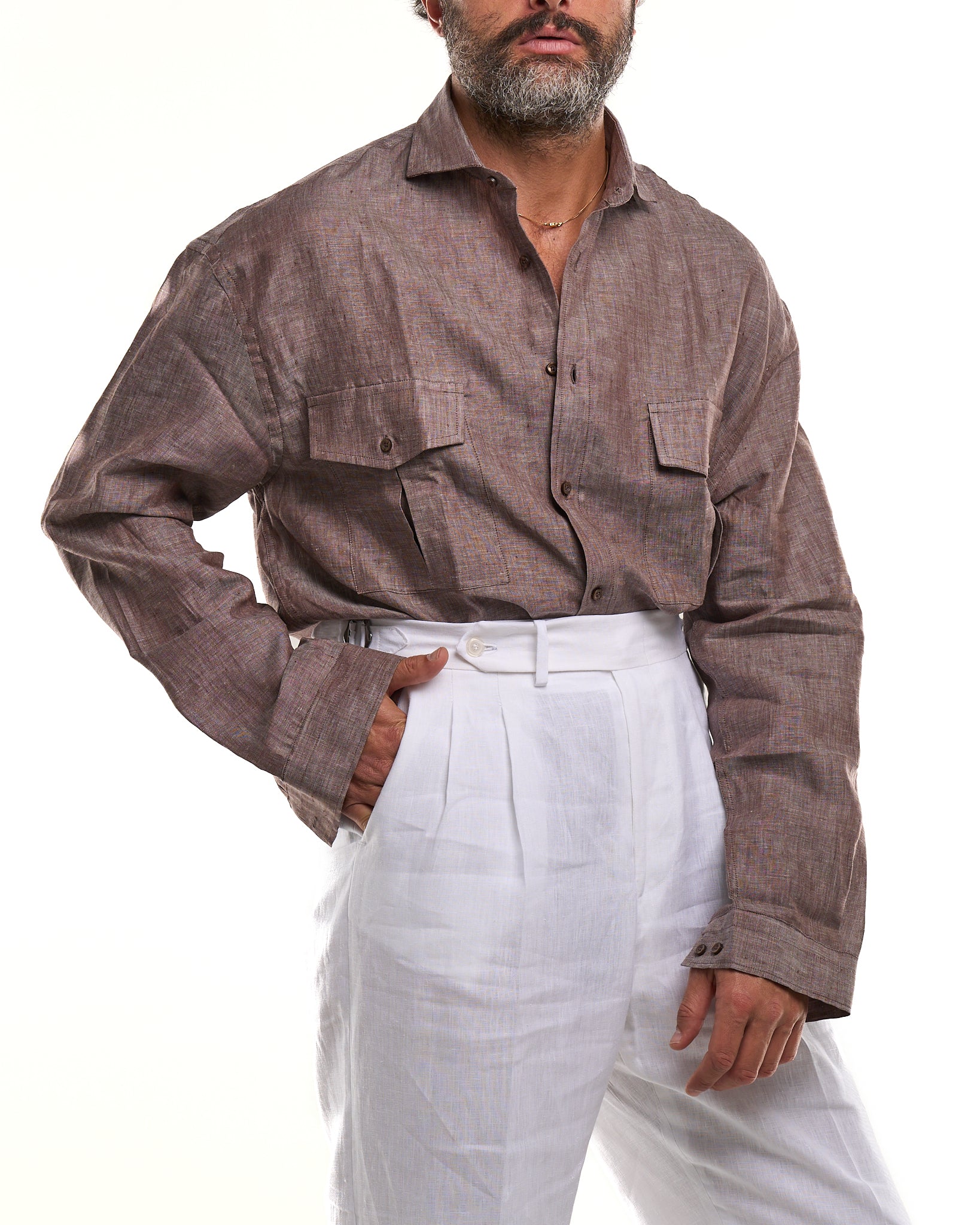 Camicia Texana in Lino Moro