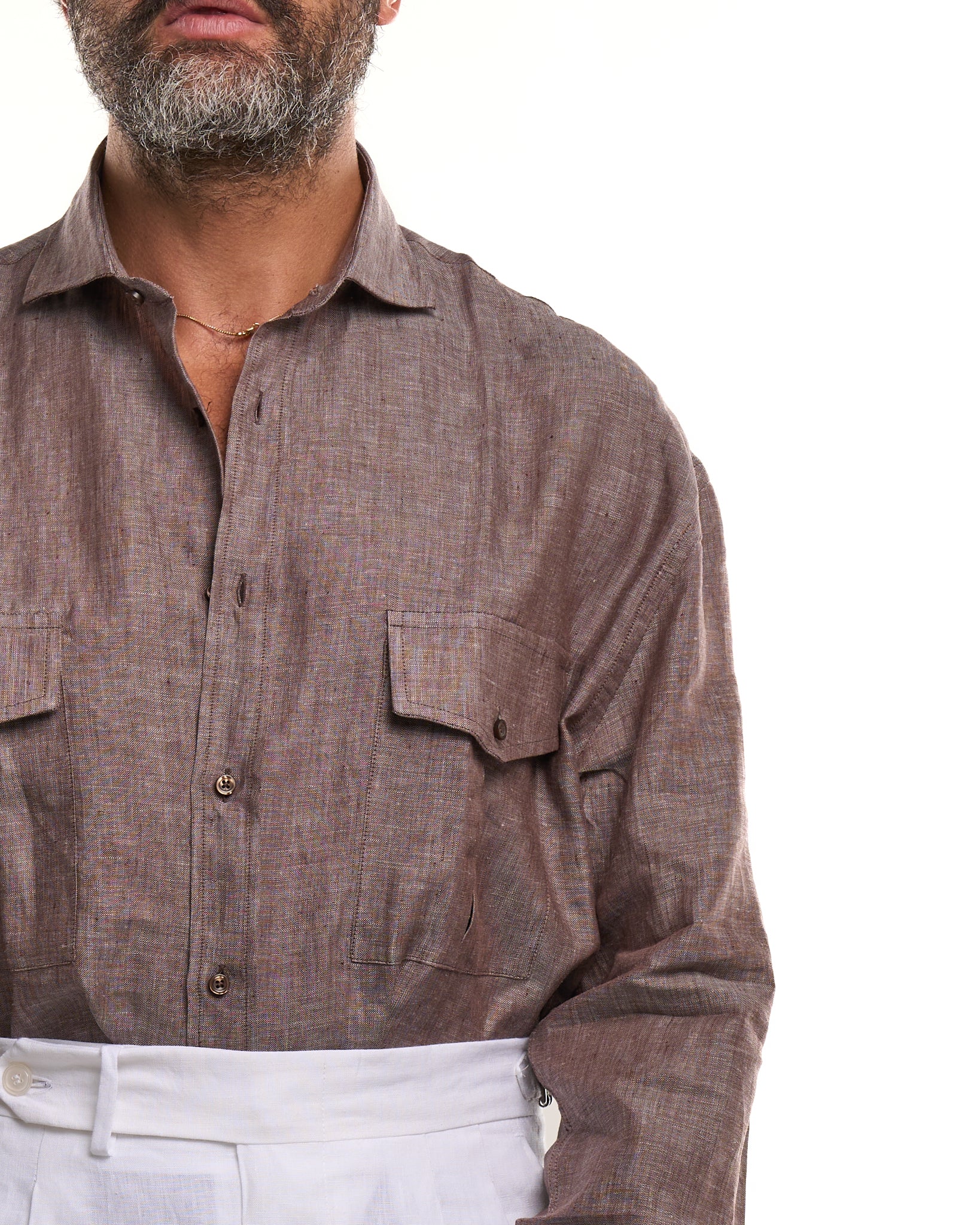 Camicia Texana in Lino Moro
