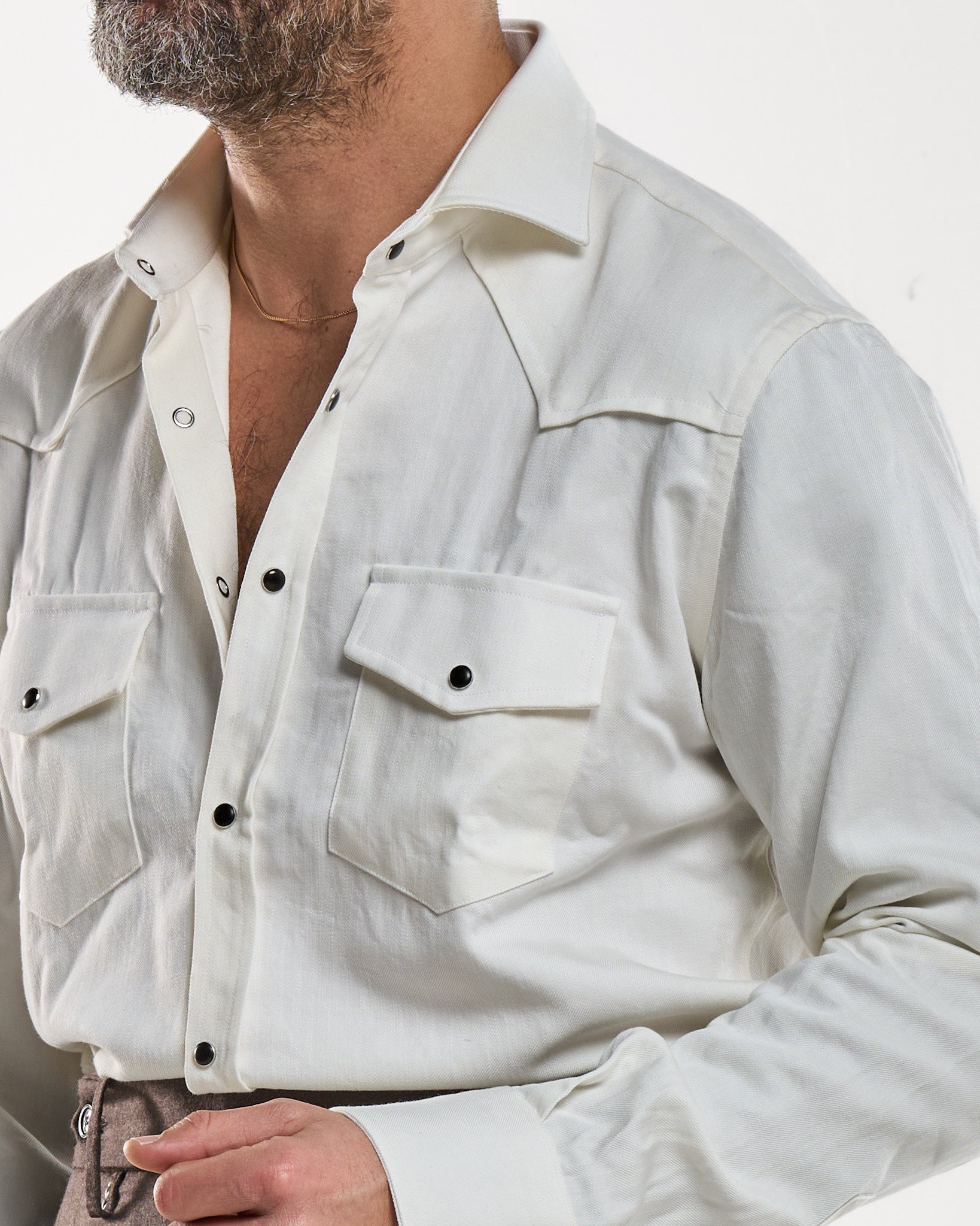 Camicia Texana in Bull Bianca