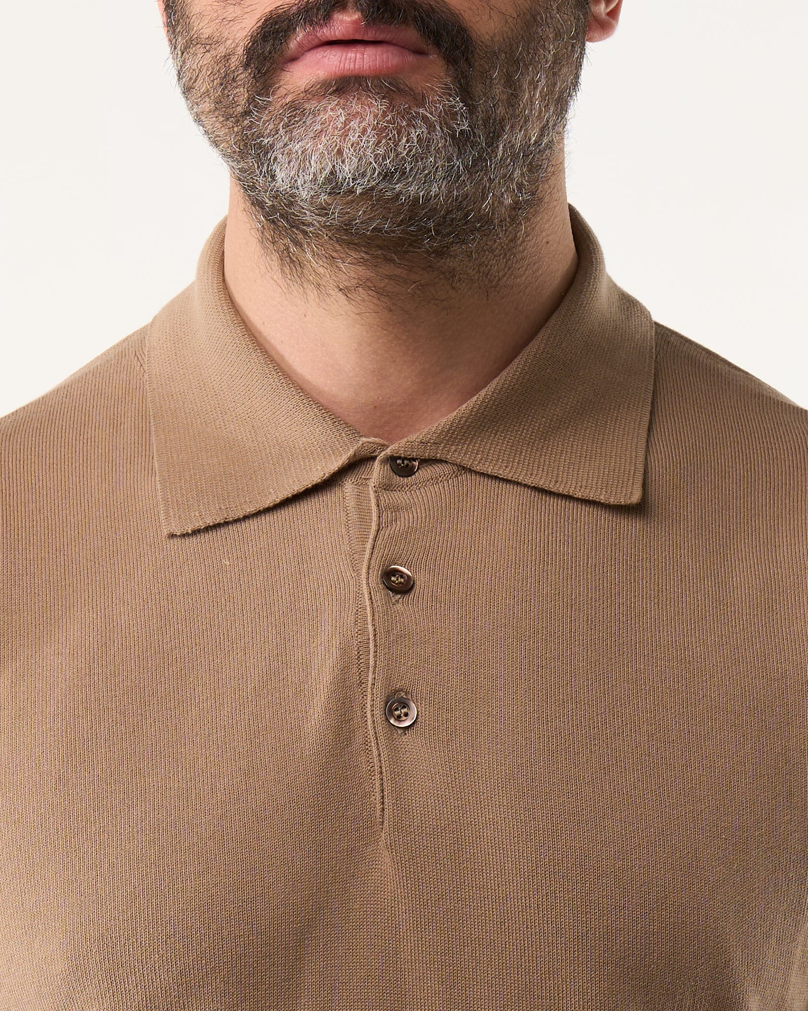 Long Sleeve Polo Shirt with Three Buttons in Powder Pink