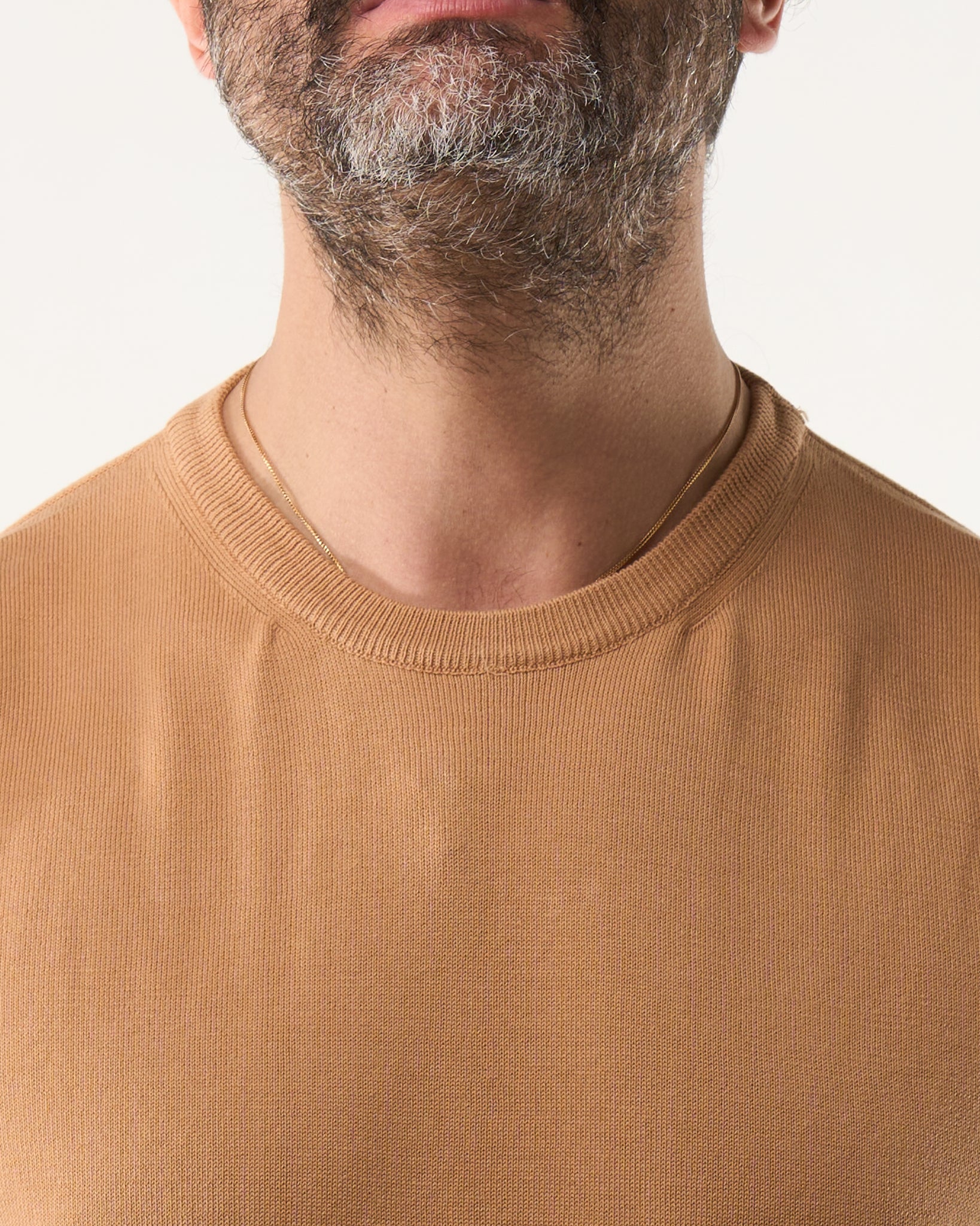 Maglia Girocollo in Filo a Mezza Manica Deserto