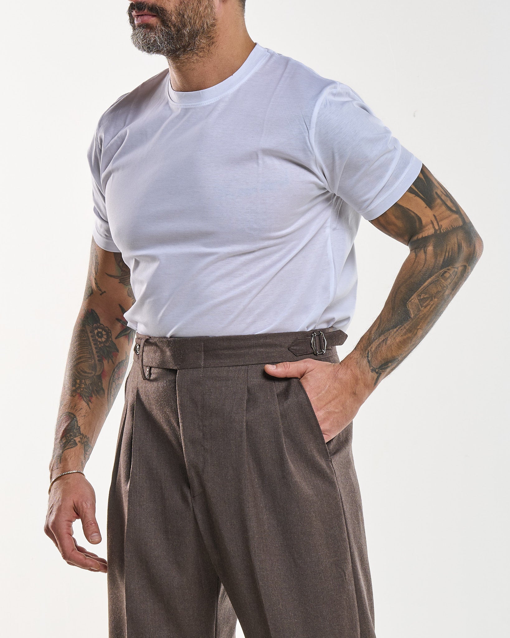 T-Shirt Regolare Filo di Scozia Bianca