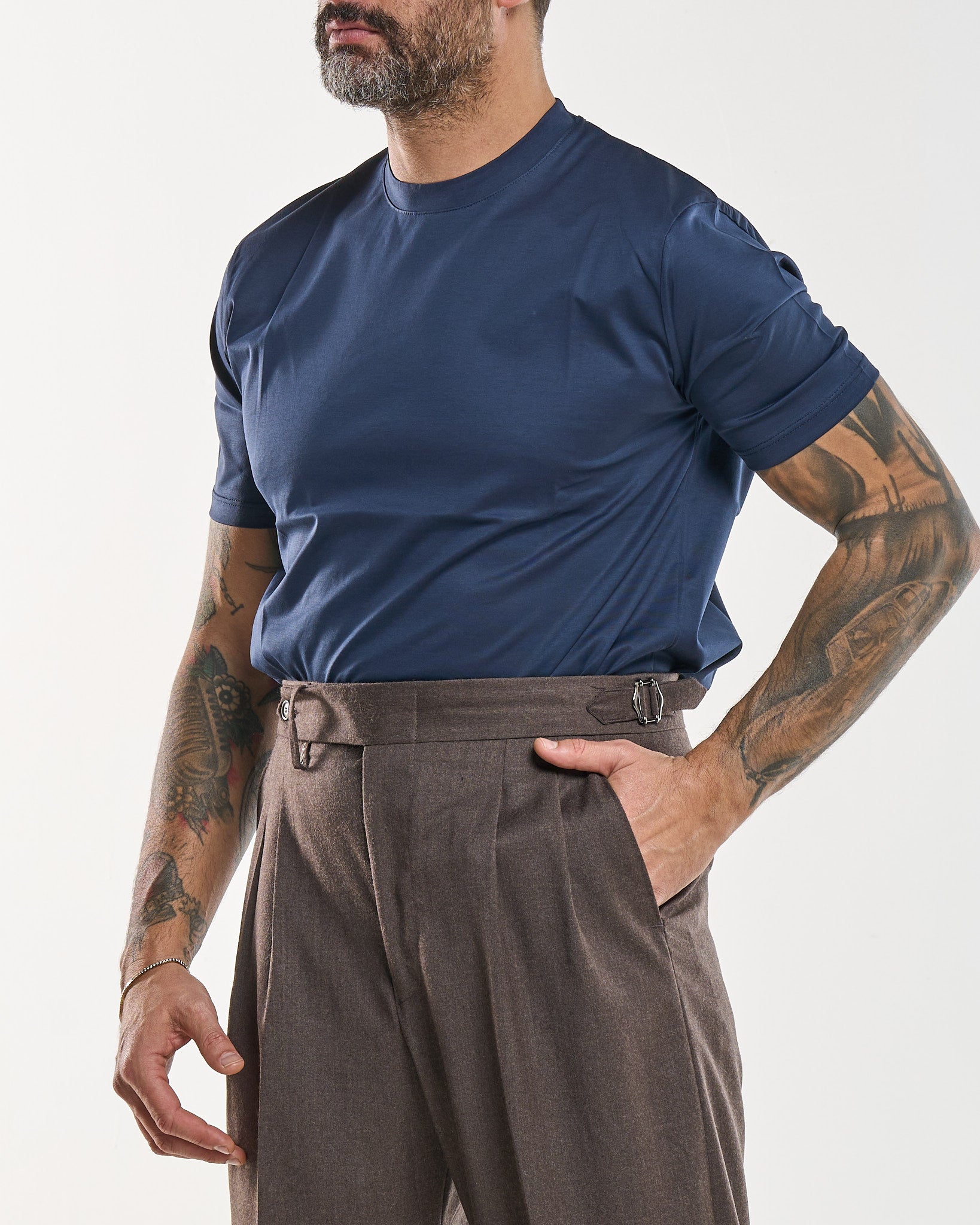 T-Shirt Regolare Filo di Scozia Blu