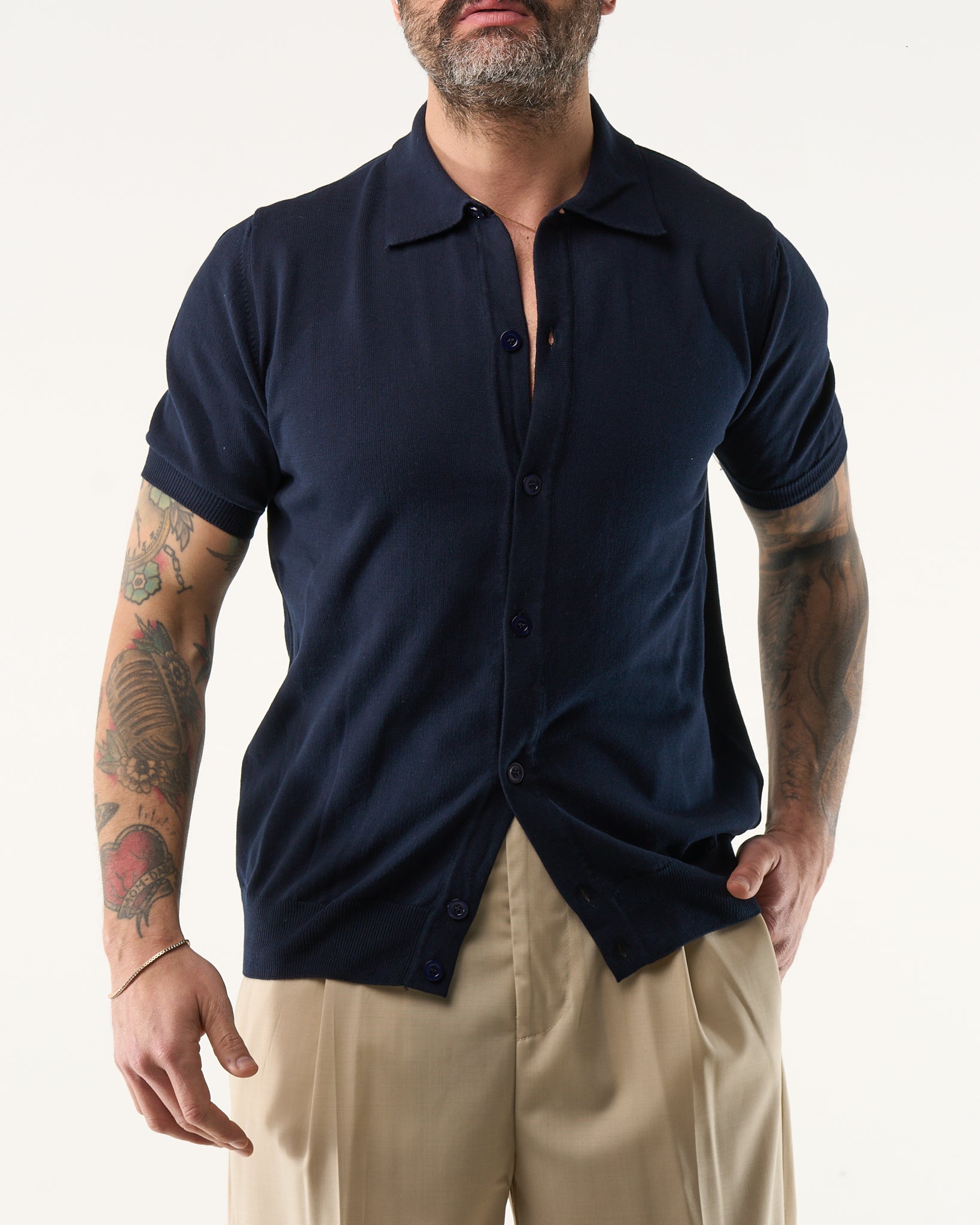 Long Sleeve Polo Shirt with Three Buttons in Powder Pink