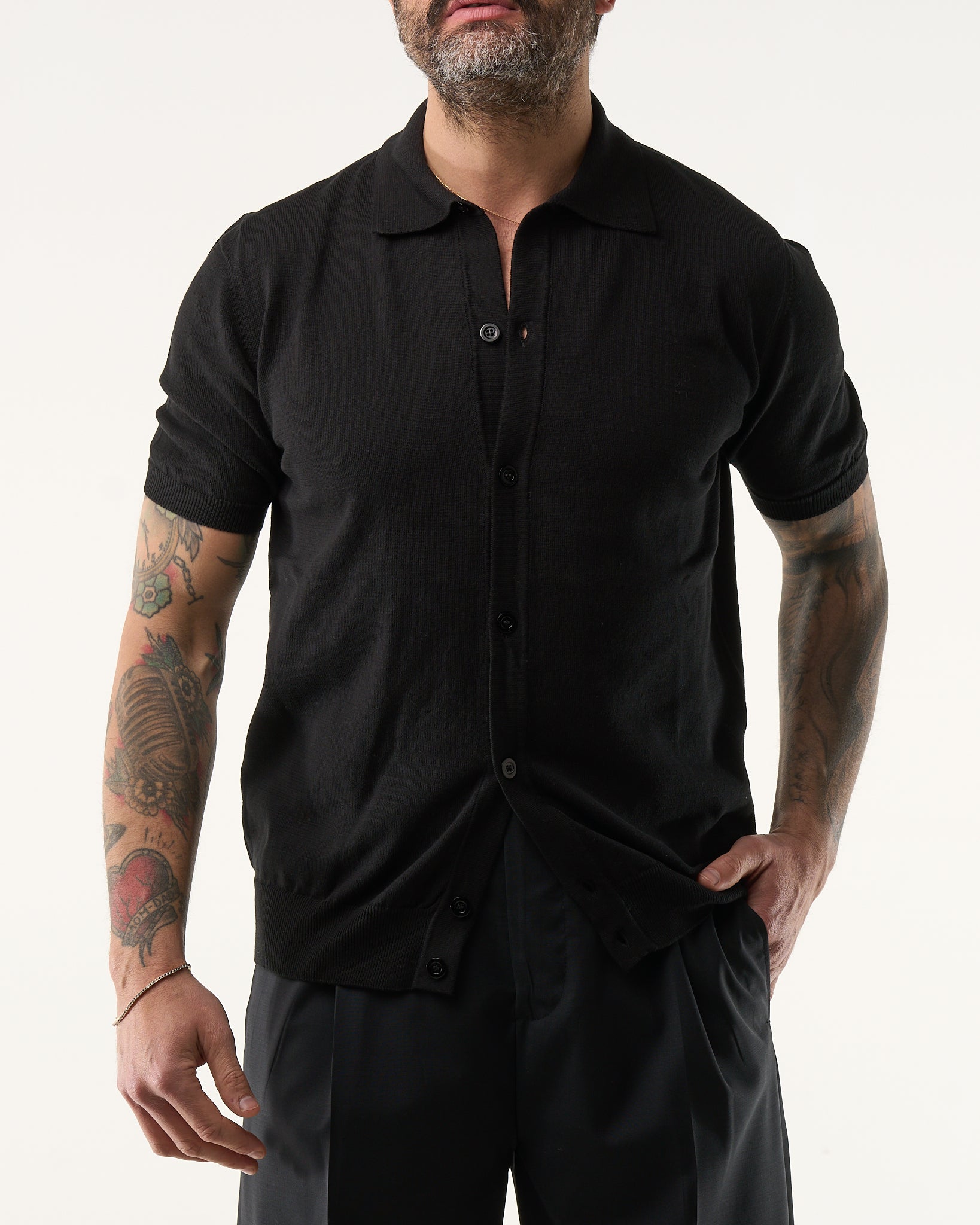 Long Sleeve Polo Shirt with Three Buttons in Powder Pink