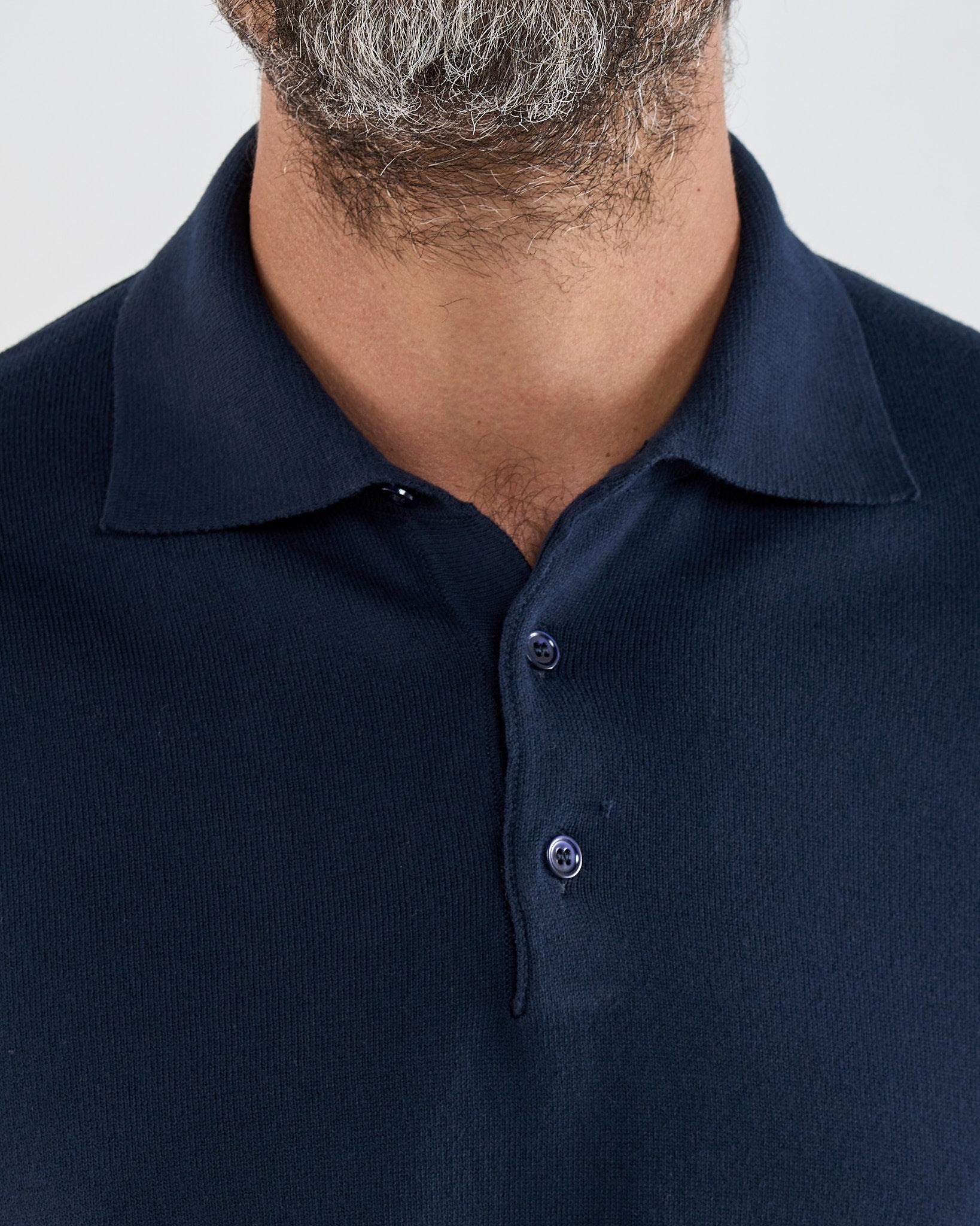 Polo Manica Lunga Tre Bottoni Blu