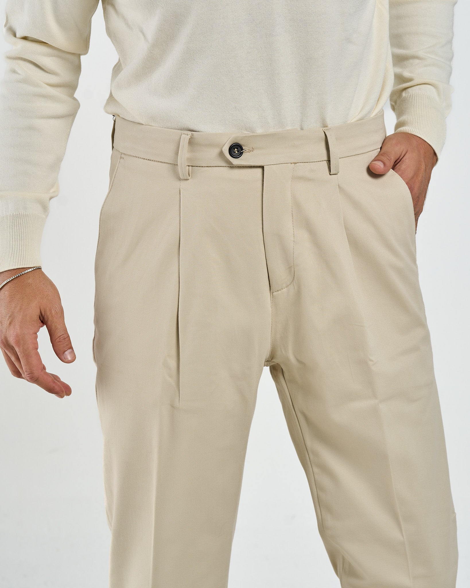 Pantalone Chino in Cotone Crema