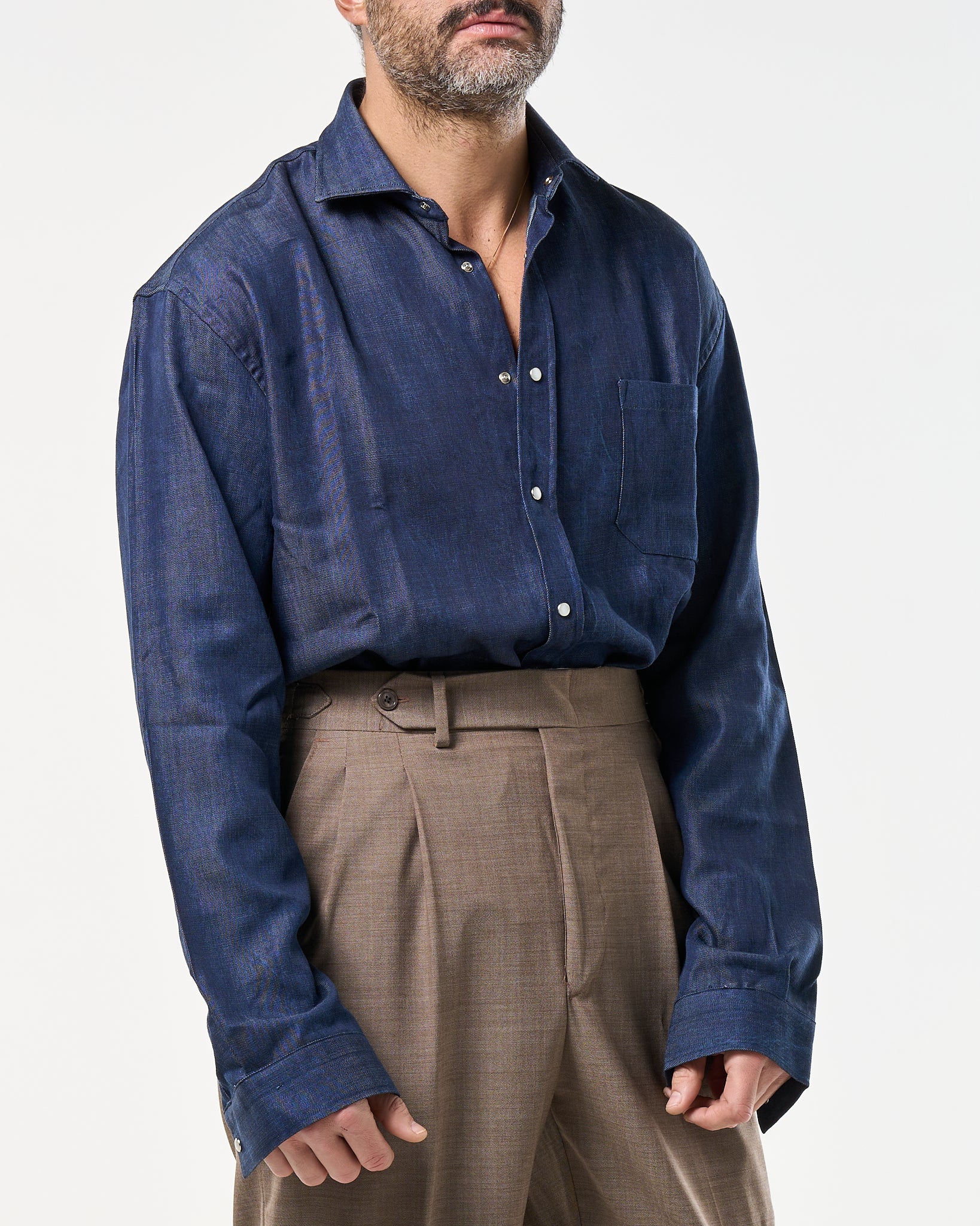 Camicia Oversize con Taschino Lavaggio Zero