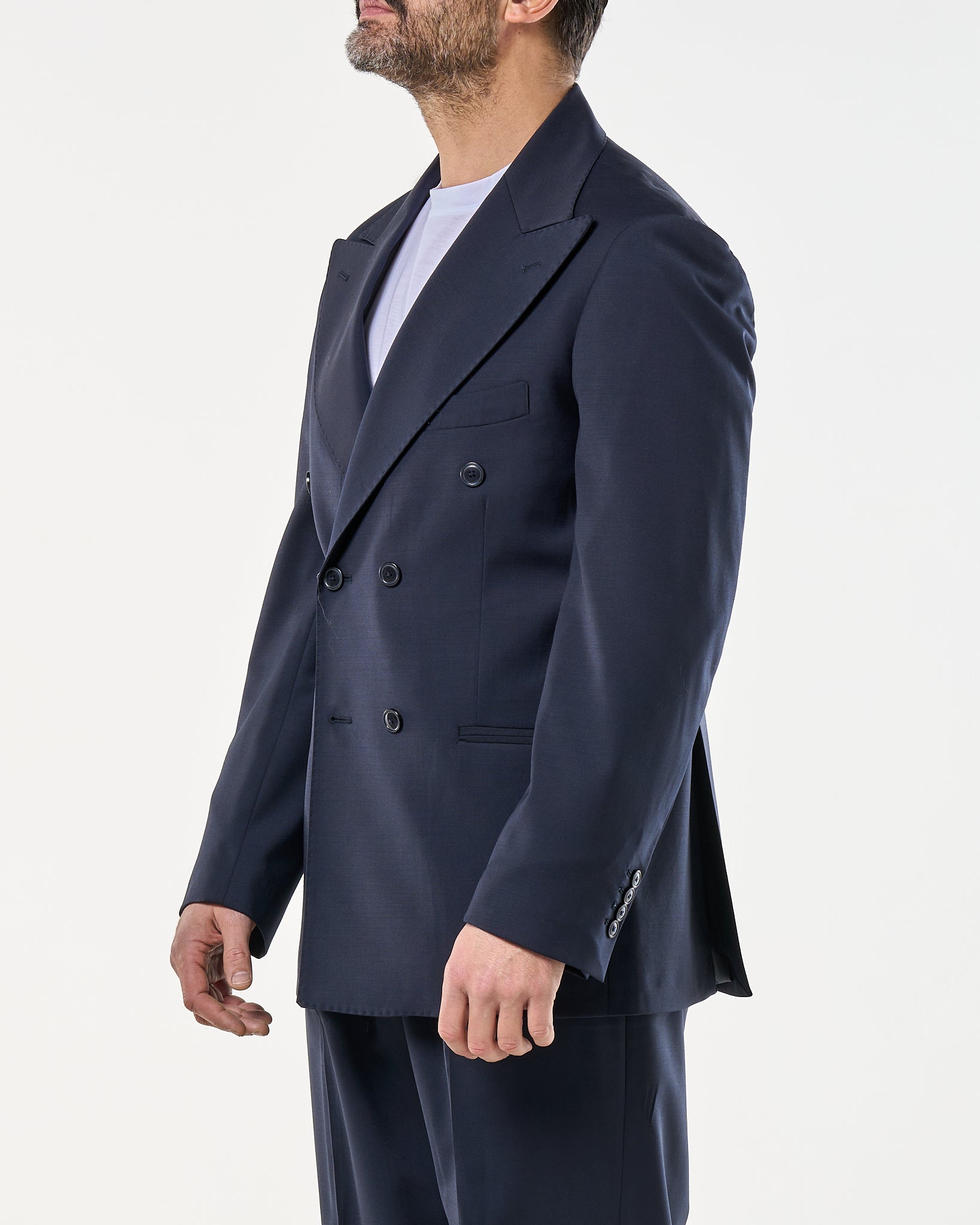 Giacca Doppiopetto Abbottonatura Centrale con Rever a Lancia Blu Napoli