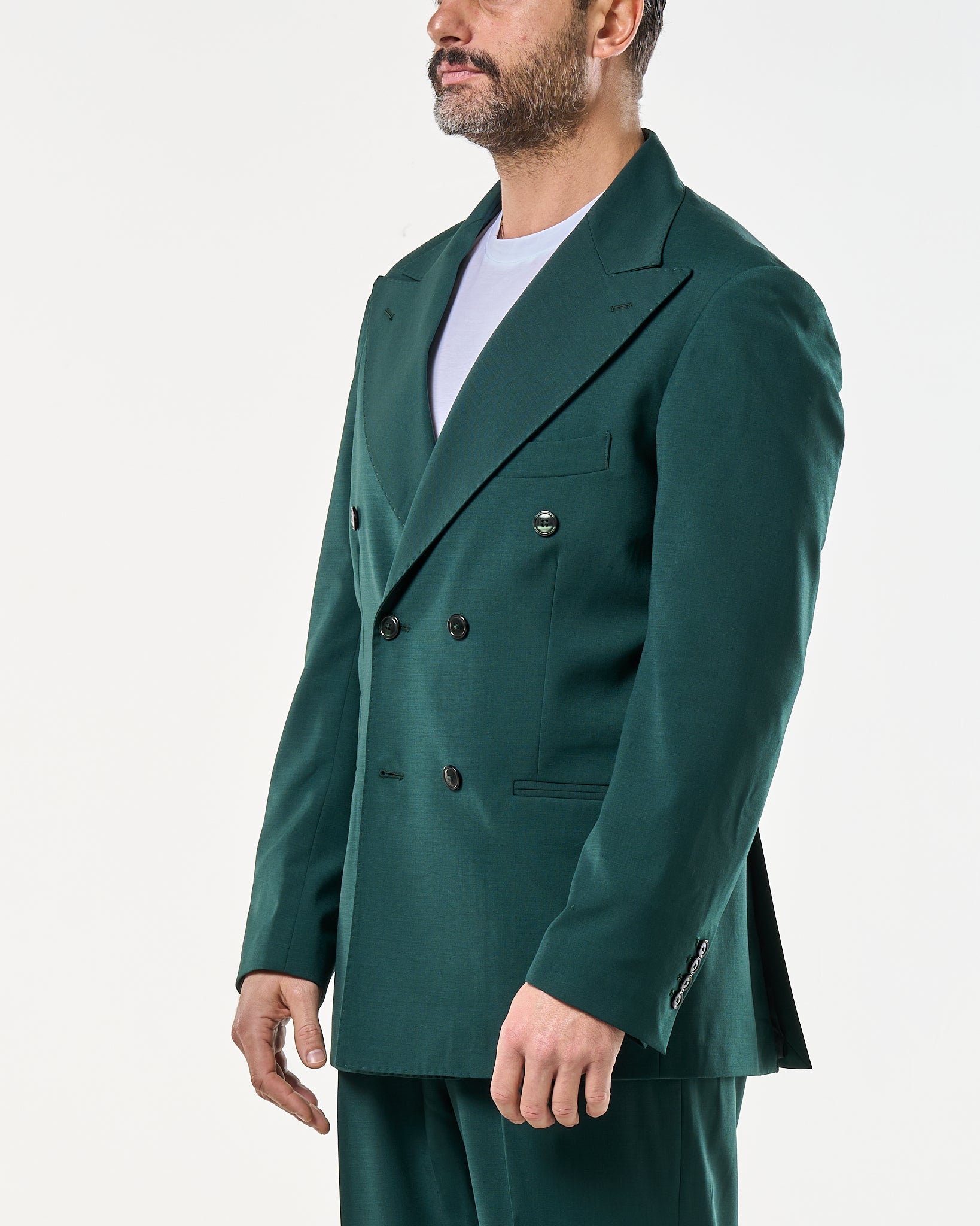 Giacca Doppiopetto Abbottonatura Centrale con Rever a Lancia Verde Smeraldo Miami