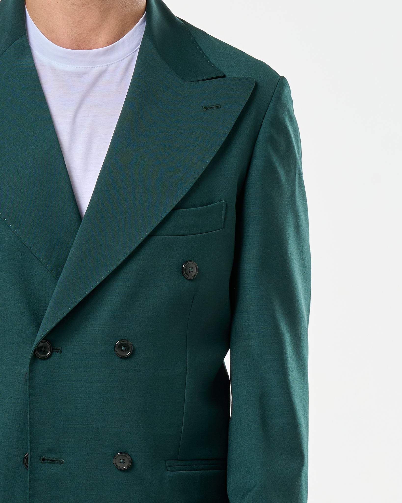 Giacca Doppiopetto Abbottonatura Centrale con Rever a Lancia Verde Smeraldo Miami