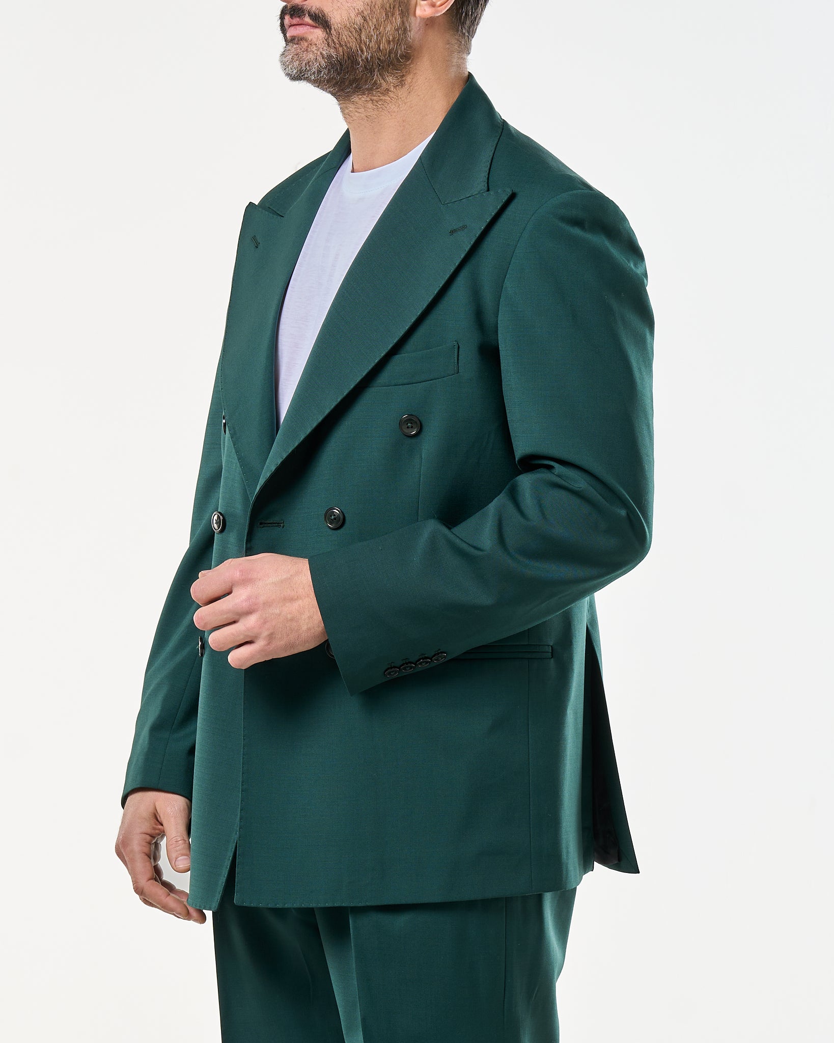 Giacca Doppiopetto Abbottonatura Centrale con Rever a Lancia Verde Smeraldo Miami