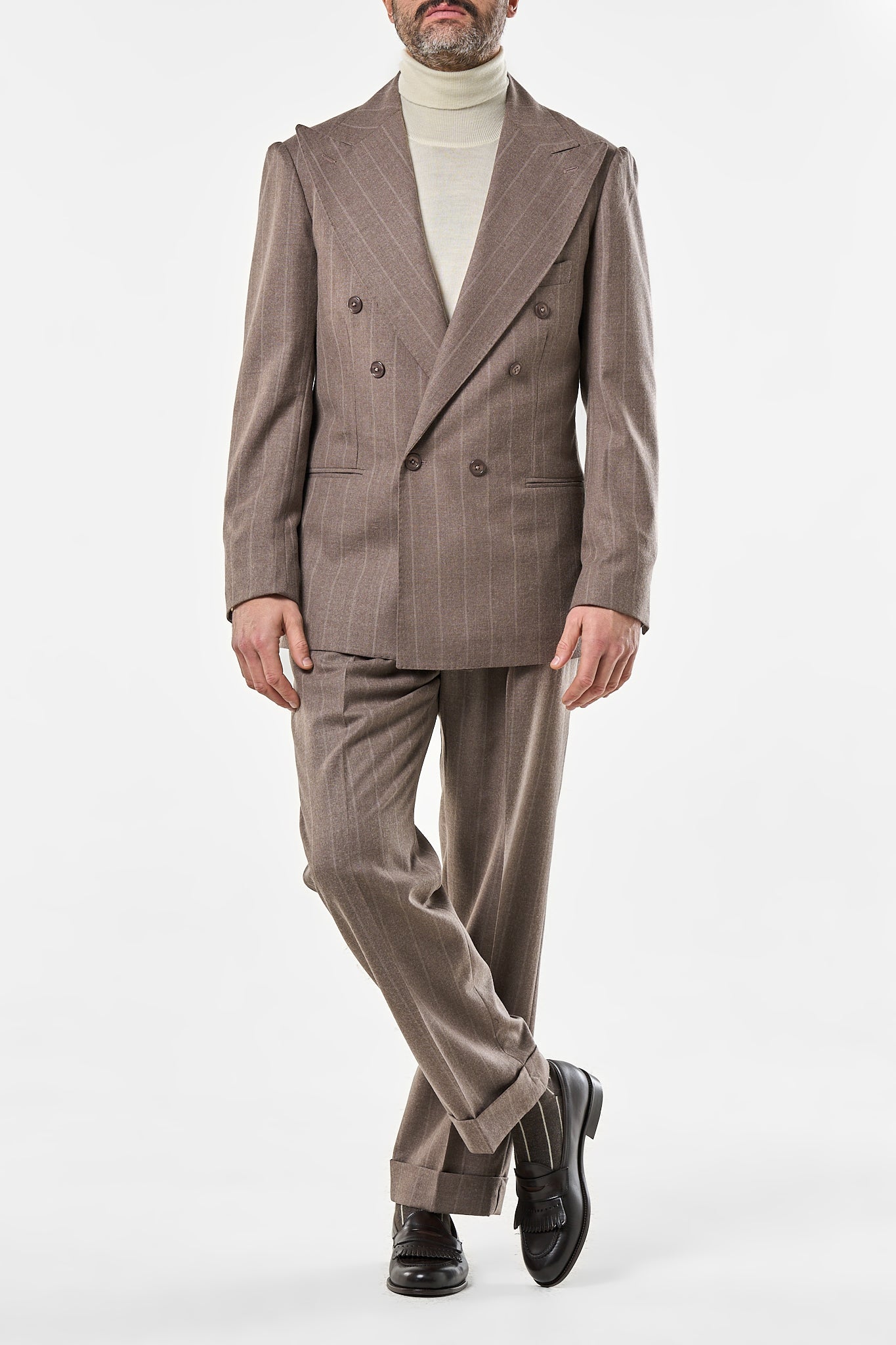 Abito in Lana Gessato Moro e Sabbia Vietri