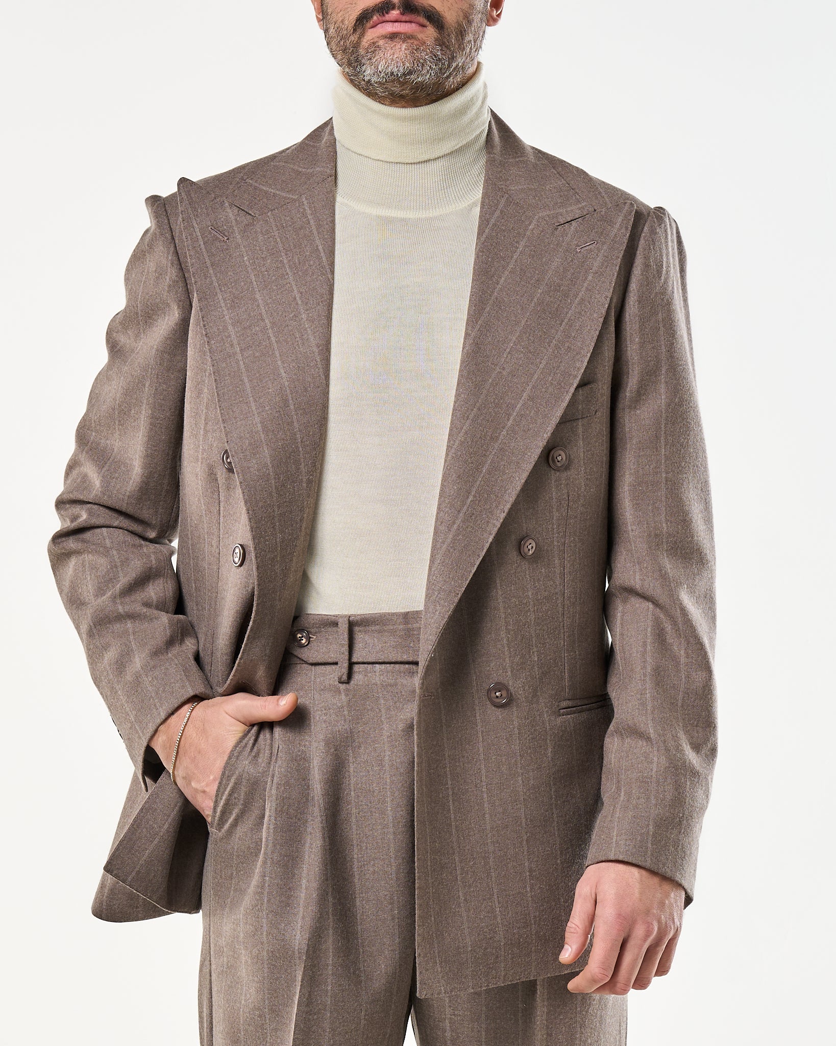 Giacca Jocket in Lana Gessato Moro e Panna Vietri