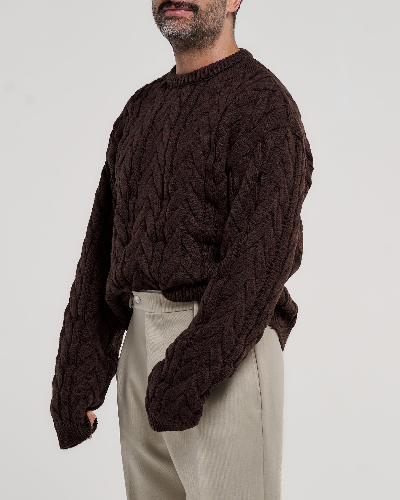 Maglione Treccia Girocollo Moro