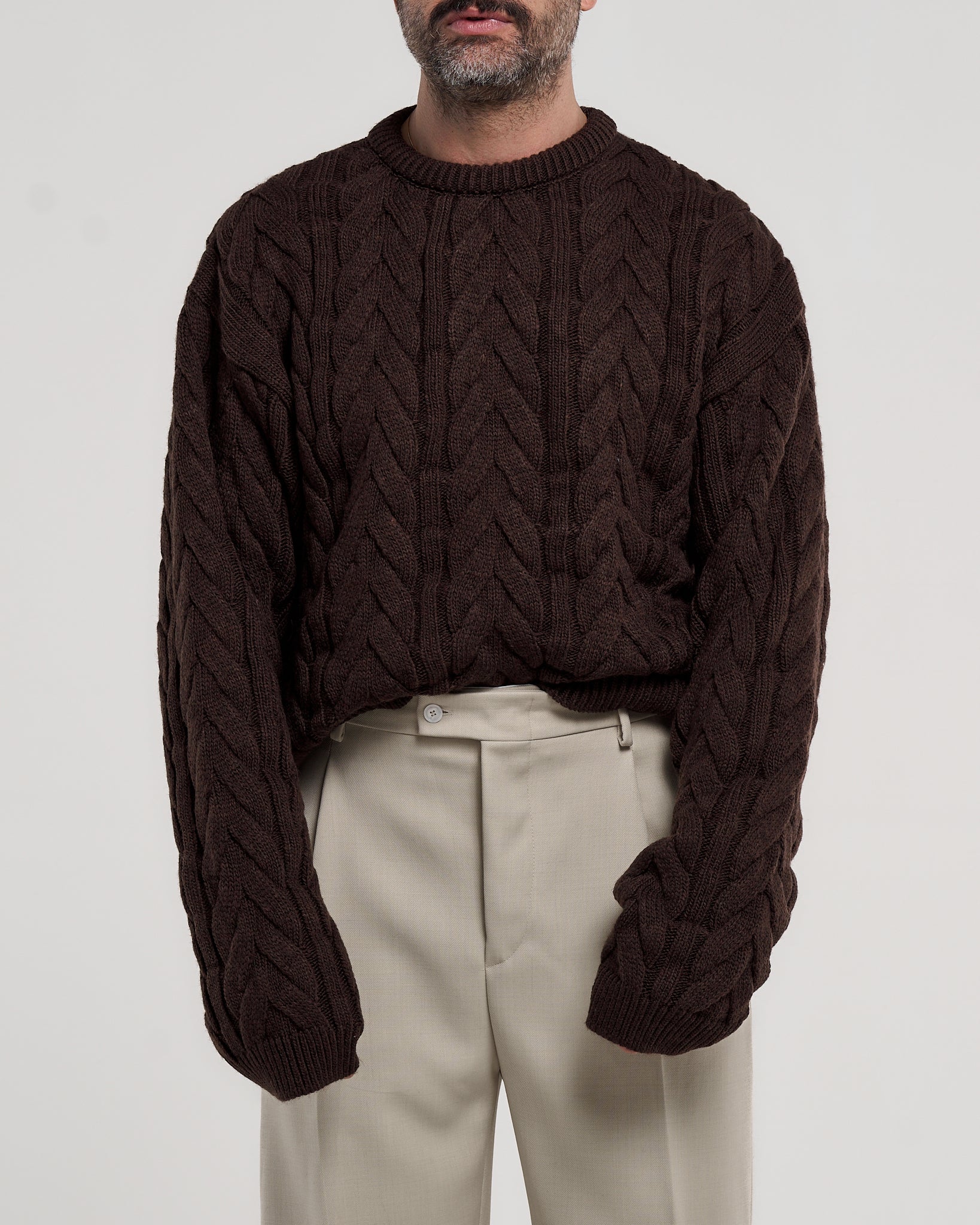 Maglione Treccia Girocollo Moro