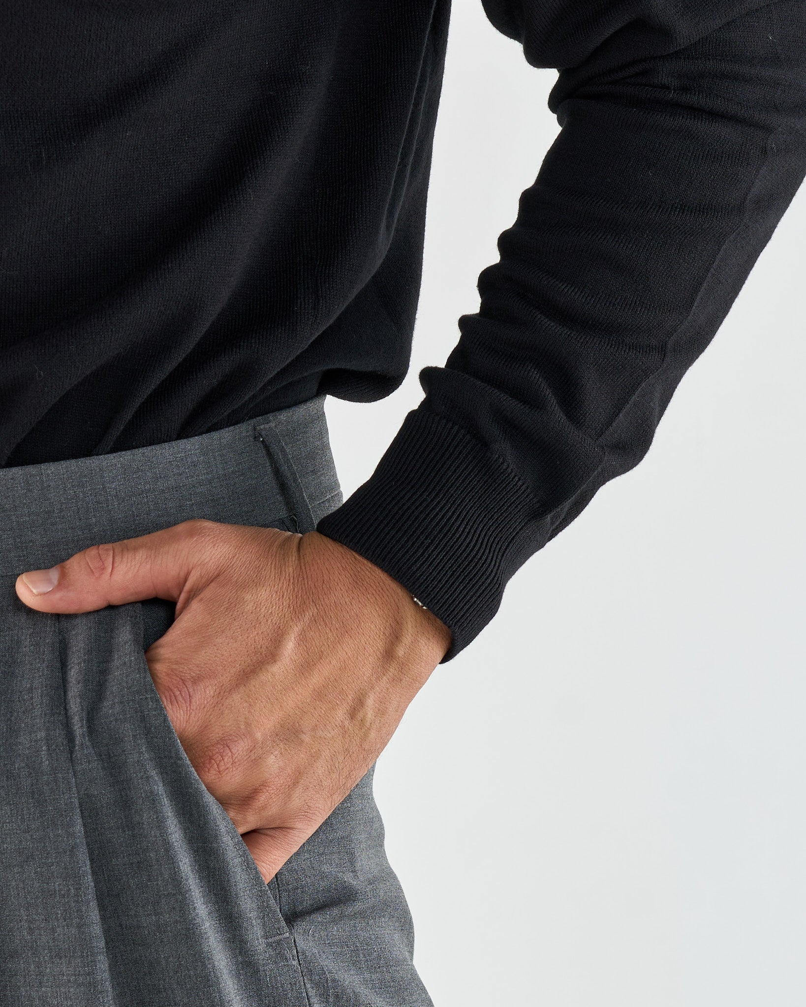 Polo Manica Lunga Tre Bottoni Nero