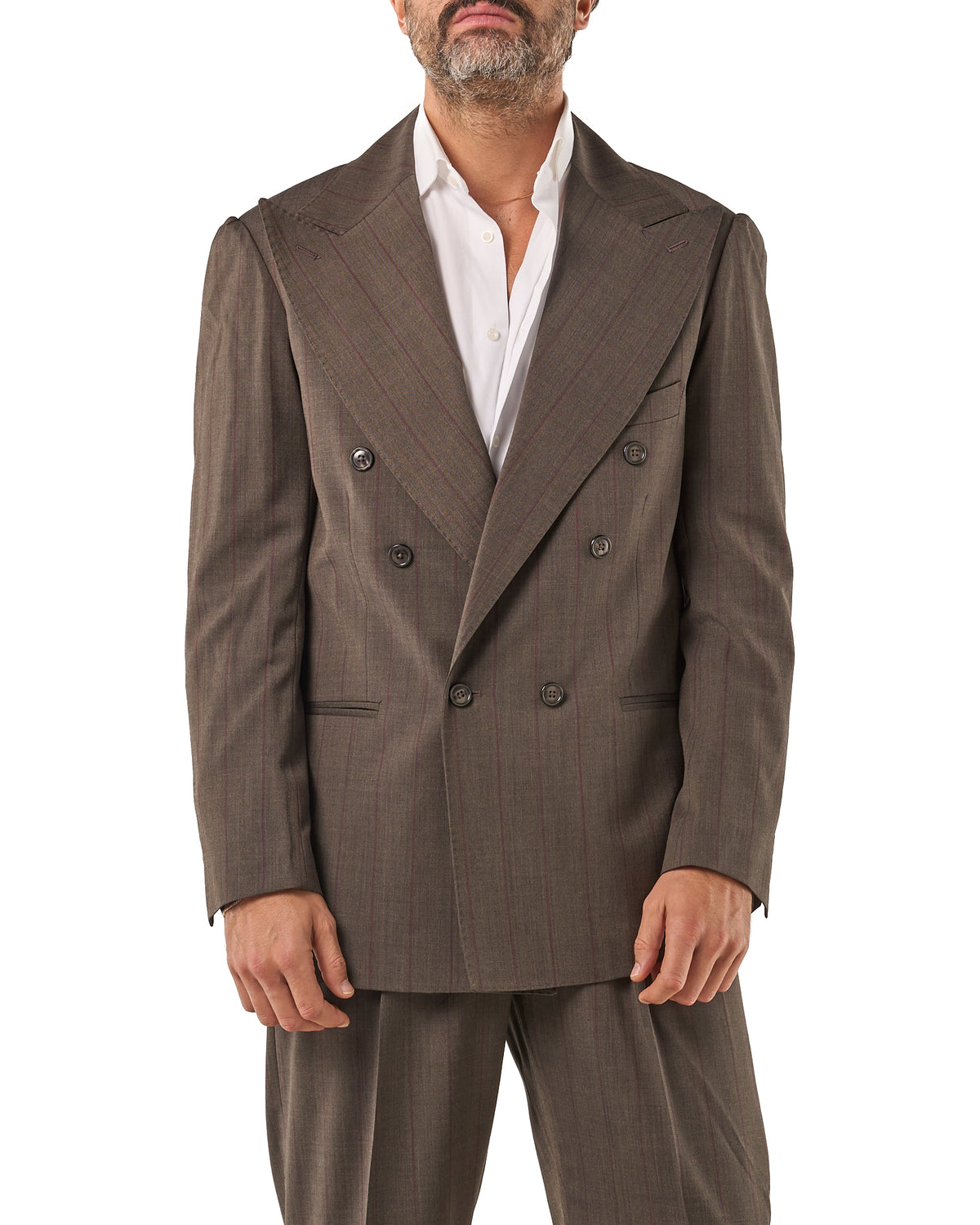 Chaqueta de rayas diplomáticas en marrón oscuro y burdeos