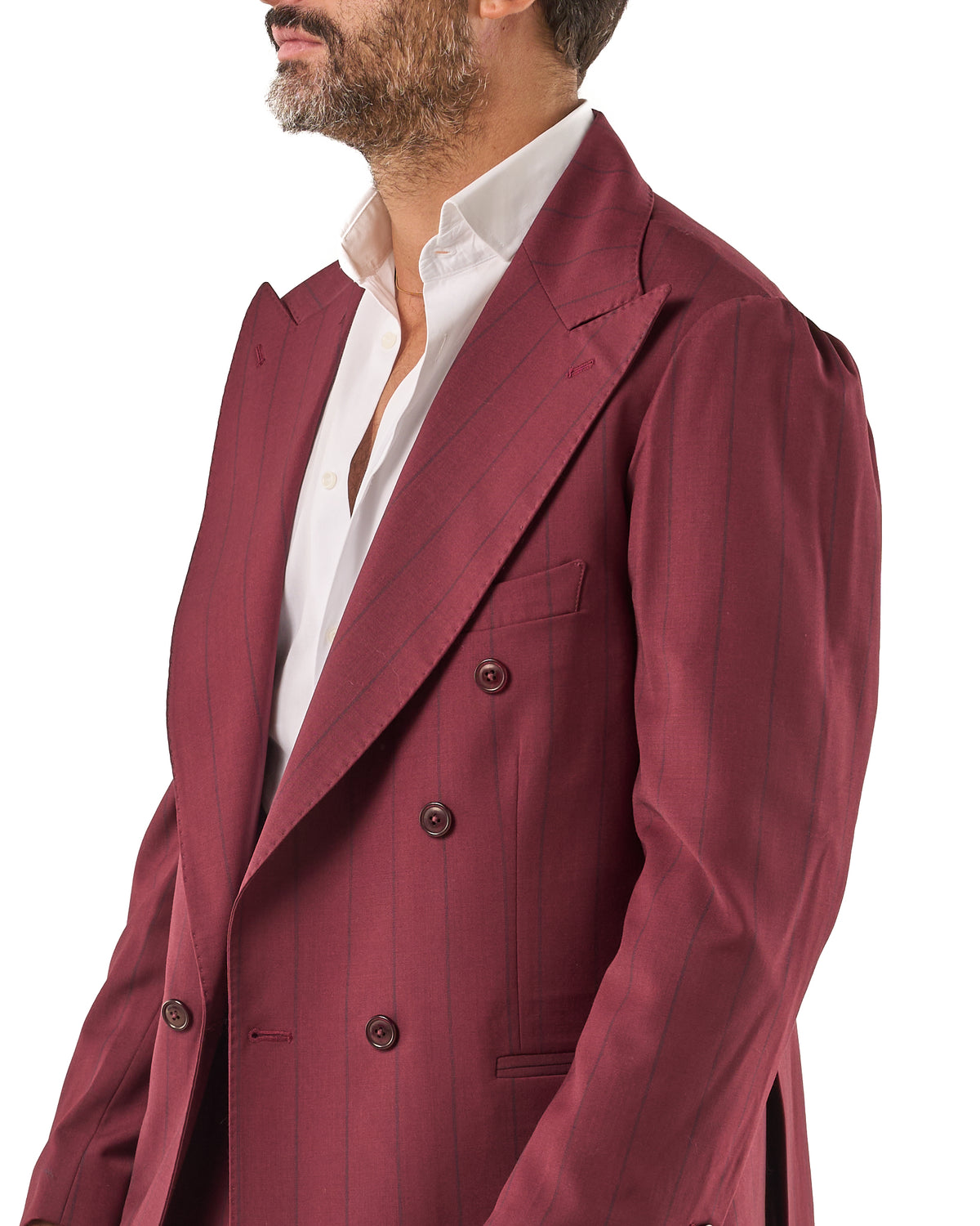 Chaqueta burdeos de raya diplomática con raya azul