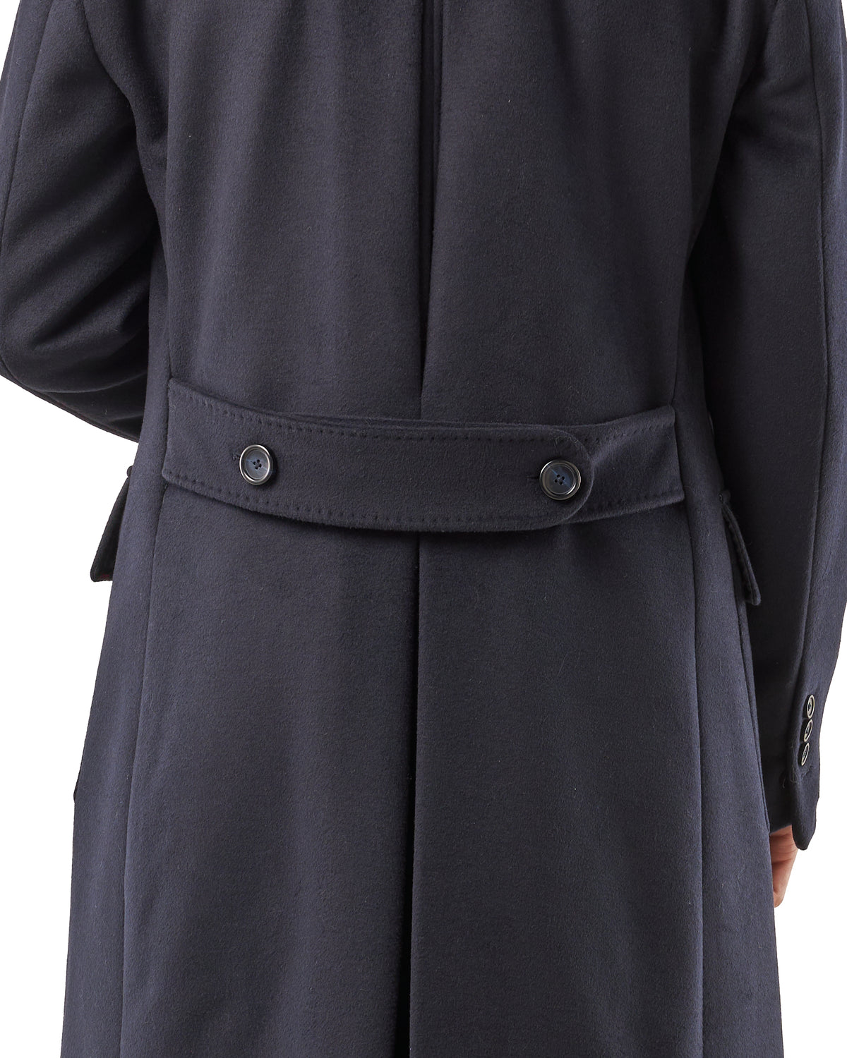 Double-Breasted Wool Coat with Blue Martingale