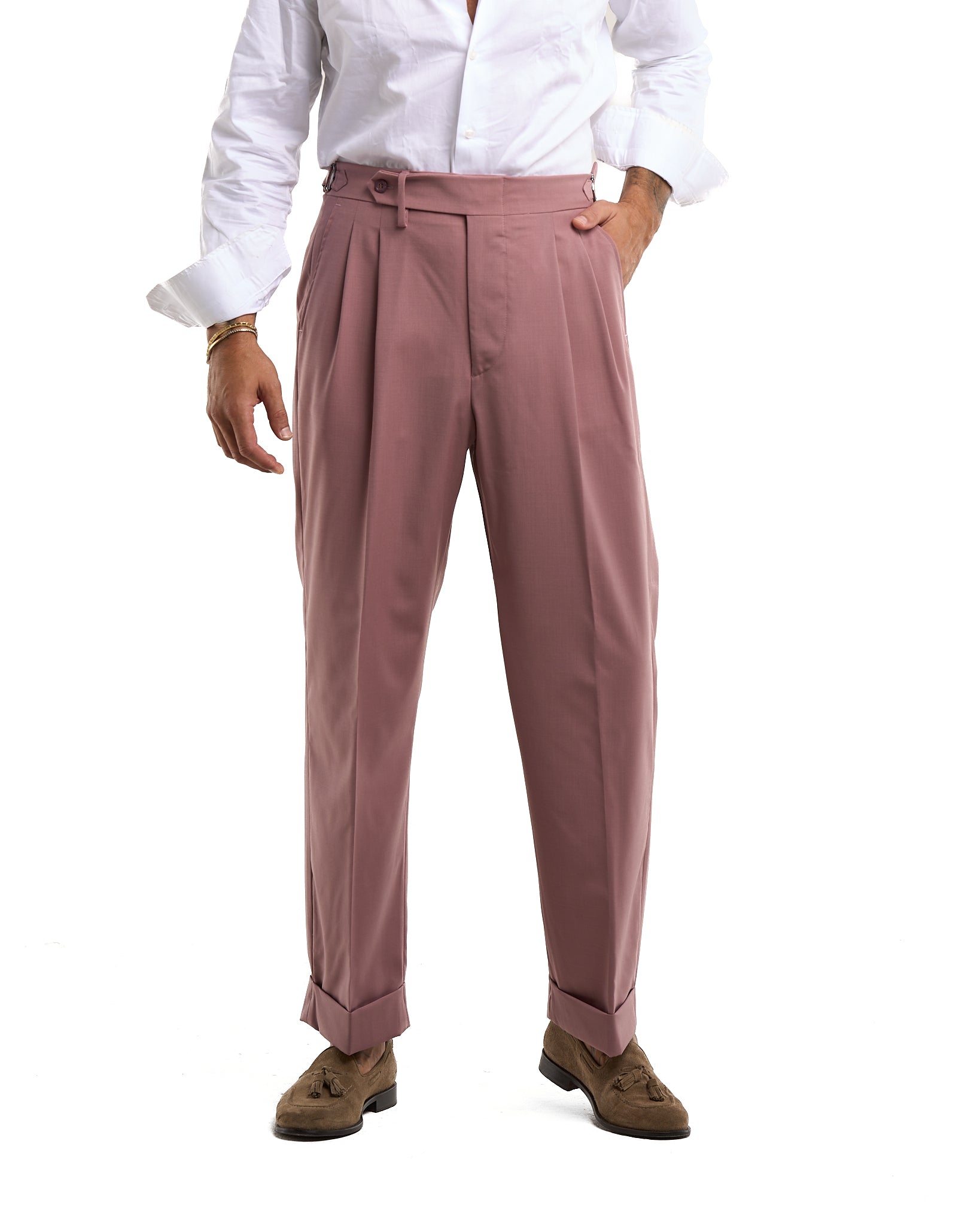 Siena Dark Brown Wide Leg Trousers with Side Buckles